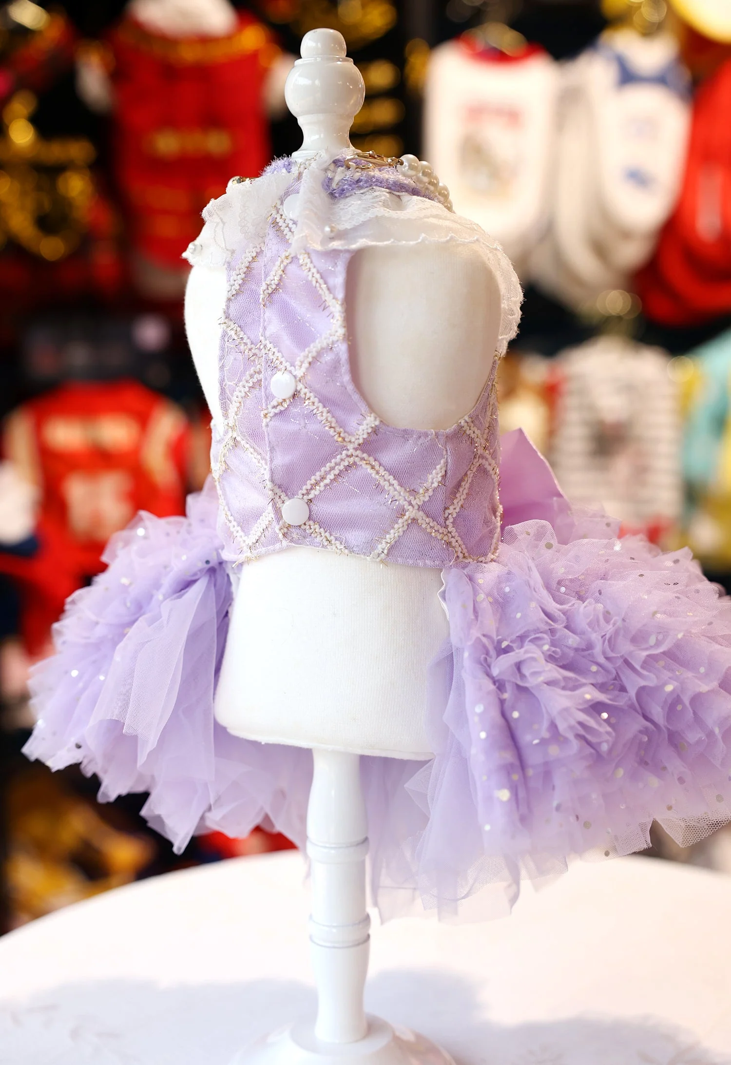 Fairy Princess Dog Dress – Luxury Tutu Pet Wedding Gown Purple - Image 2