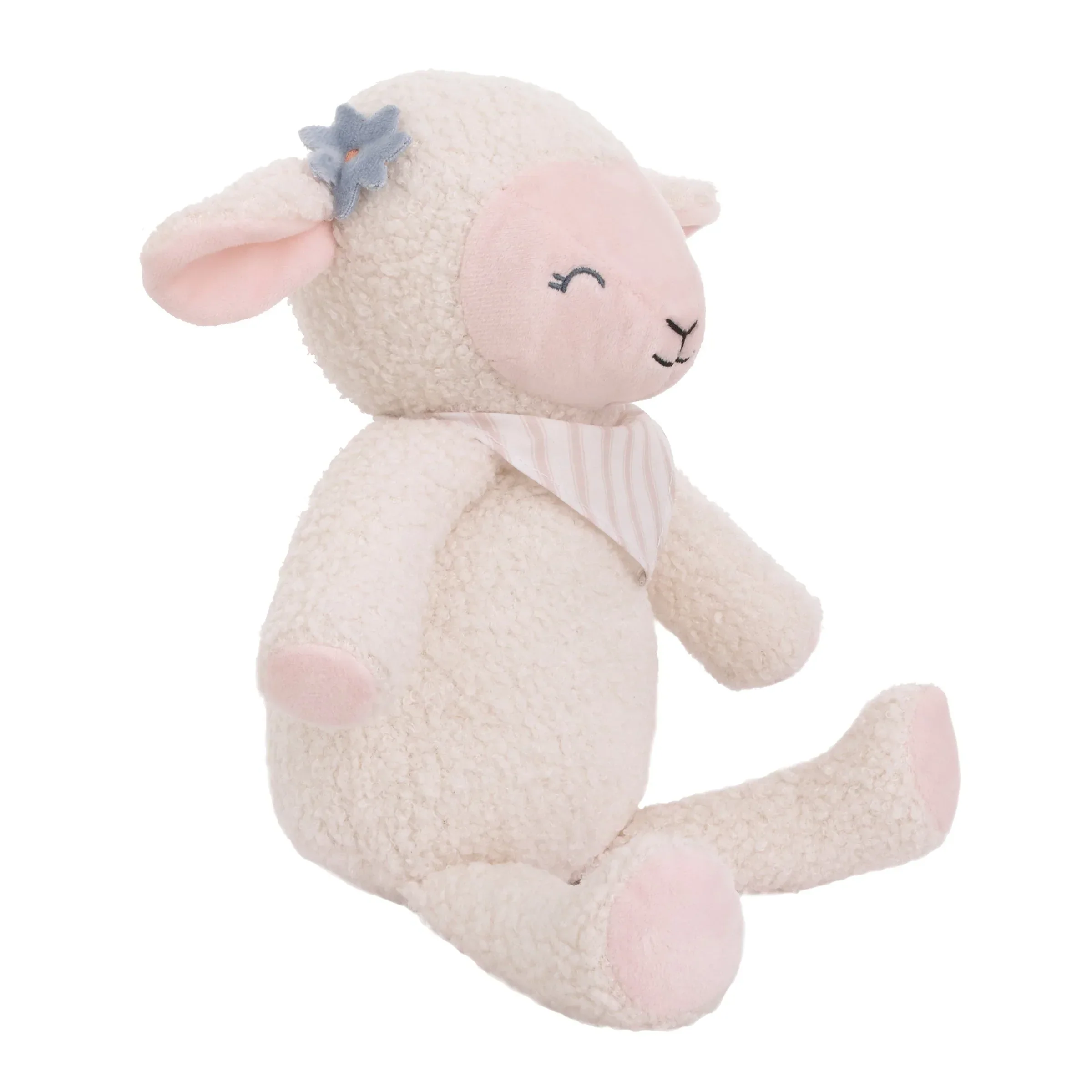 Farmhouse Chic Pink and White Super Soft Plush Stuffed Animal Lamb with Bandana - "Meadow" - Image 2