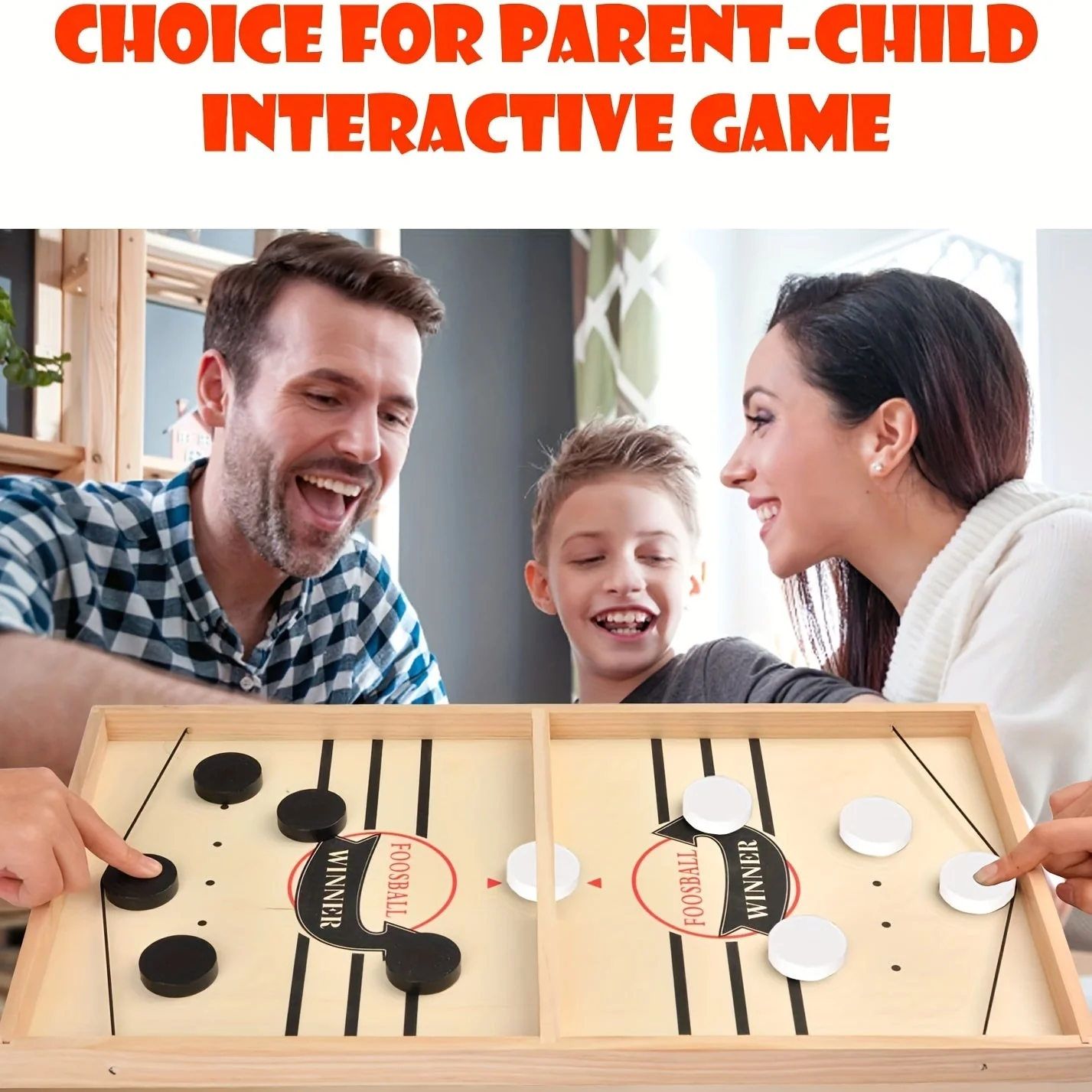 Fast Sling Puck Game,Wooden Hockey Game,Super Foosball Table,Desktop Battle Parent-Child Interaction Winner Slingshot Game,Adults And Kids Family Game Toys - Image 2
