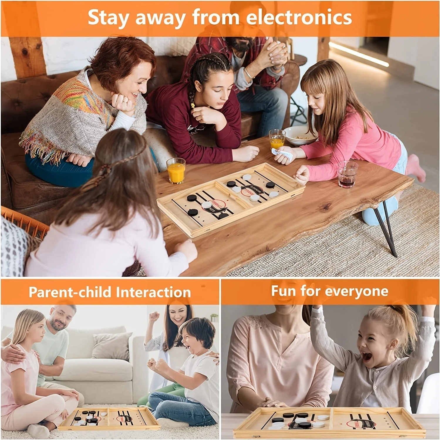 Fast Sling Puck Game,Wooden Hockey Game,Super Foosball Table,Desktop Battle Parent-Child Interaction Winner Slingshot Game,Adults And Kids Family Game Toys - Image 5