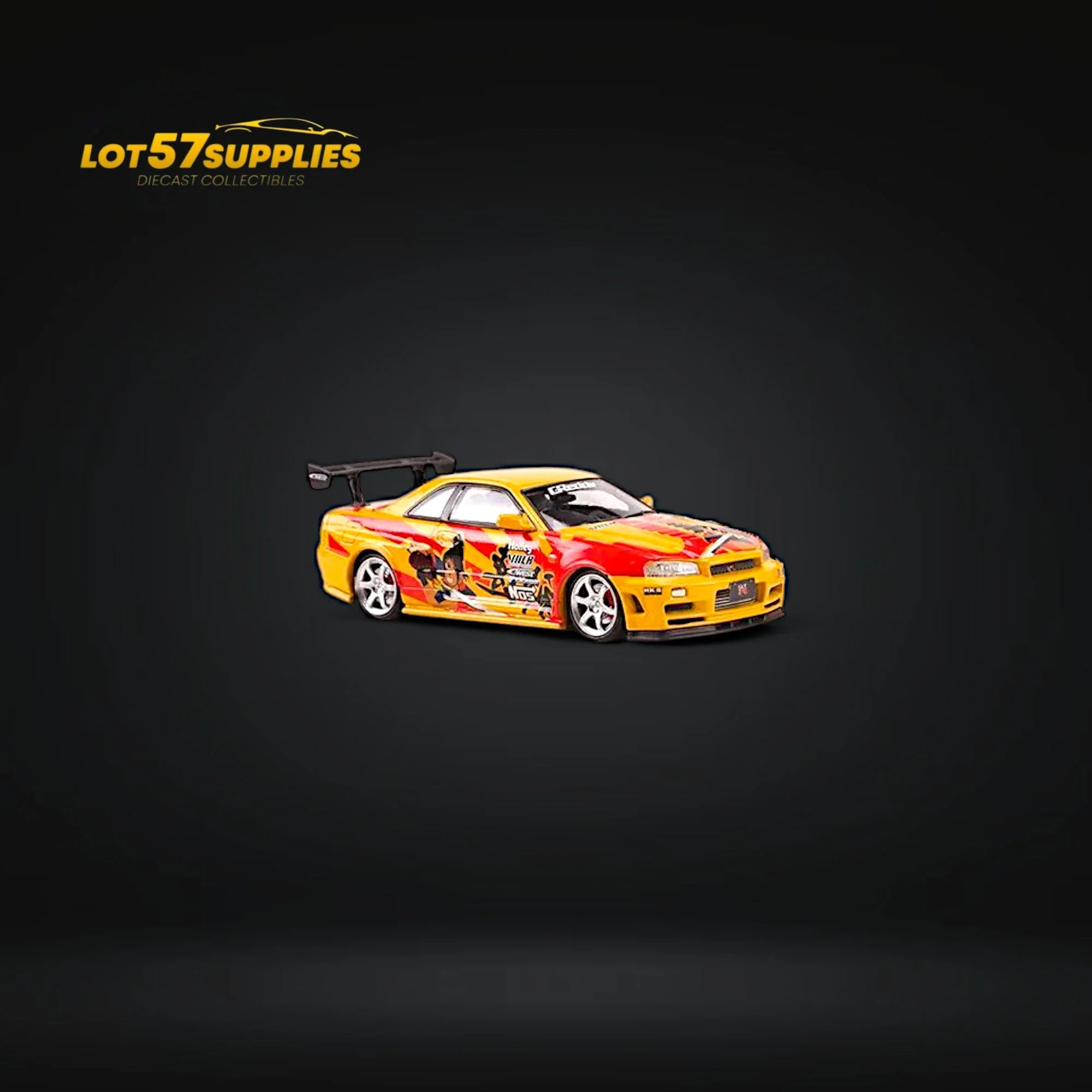 Fast Speed Nissan Skyline GT-R R34 Z-Tune Yellow-Red Livery 1:64 - Image 3