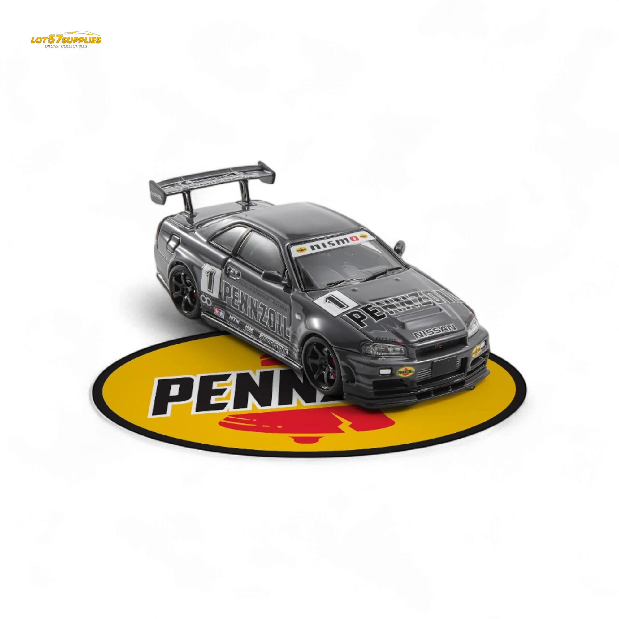 Fast Speed Skyline GT-R R34 Nismo Z-Tune Pennzoil Grey 1:64 - Image 2
