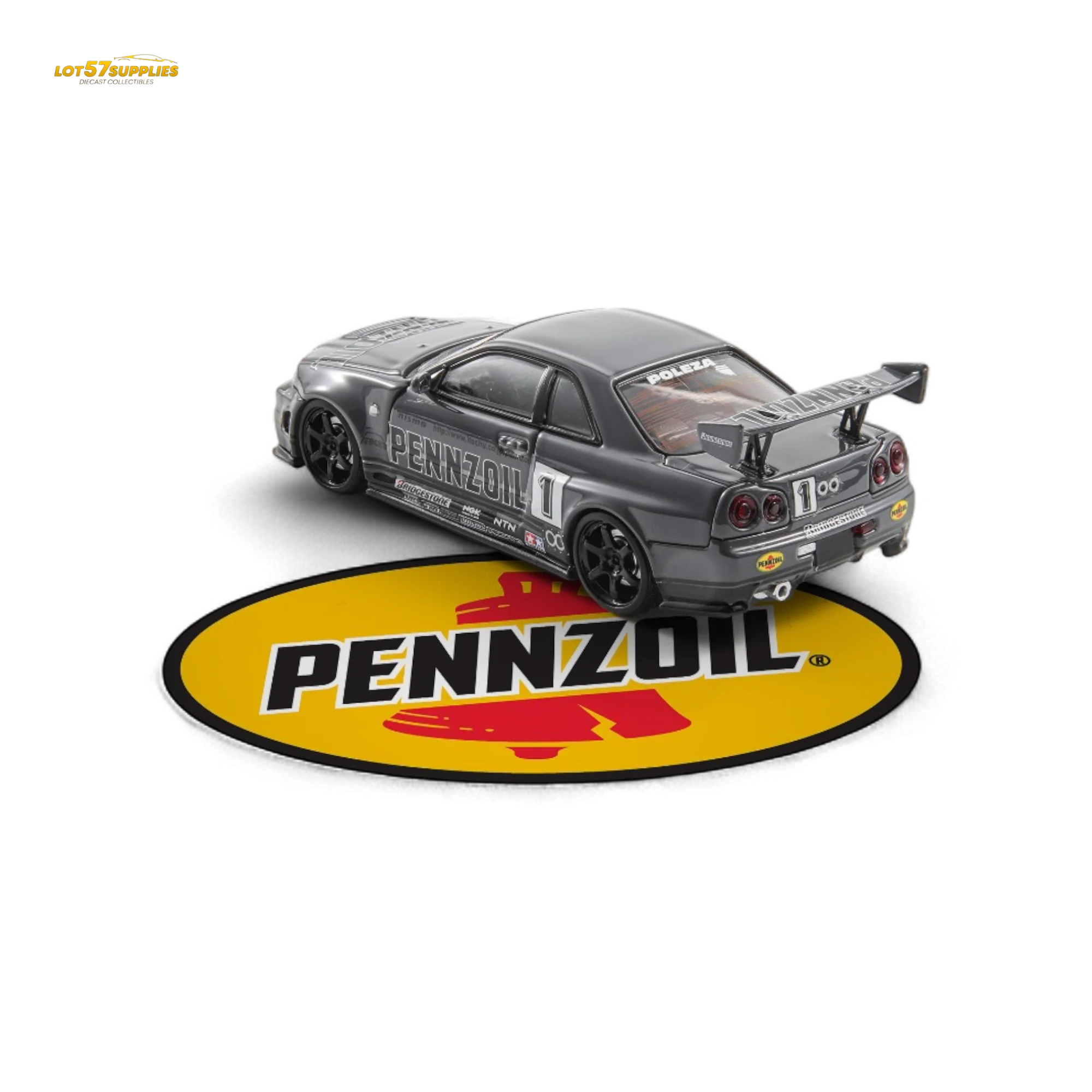 Fast Speed Skyline GT-R R34 Nismo Z-Tune Pennzoil Grey 1:64 - Image 3