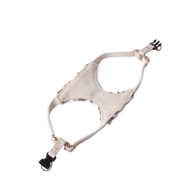 Faux Fur Leopard Dog Harness & Leash Set – Soft & Stylish for Winter - Image 5