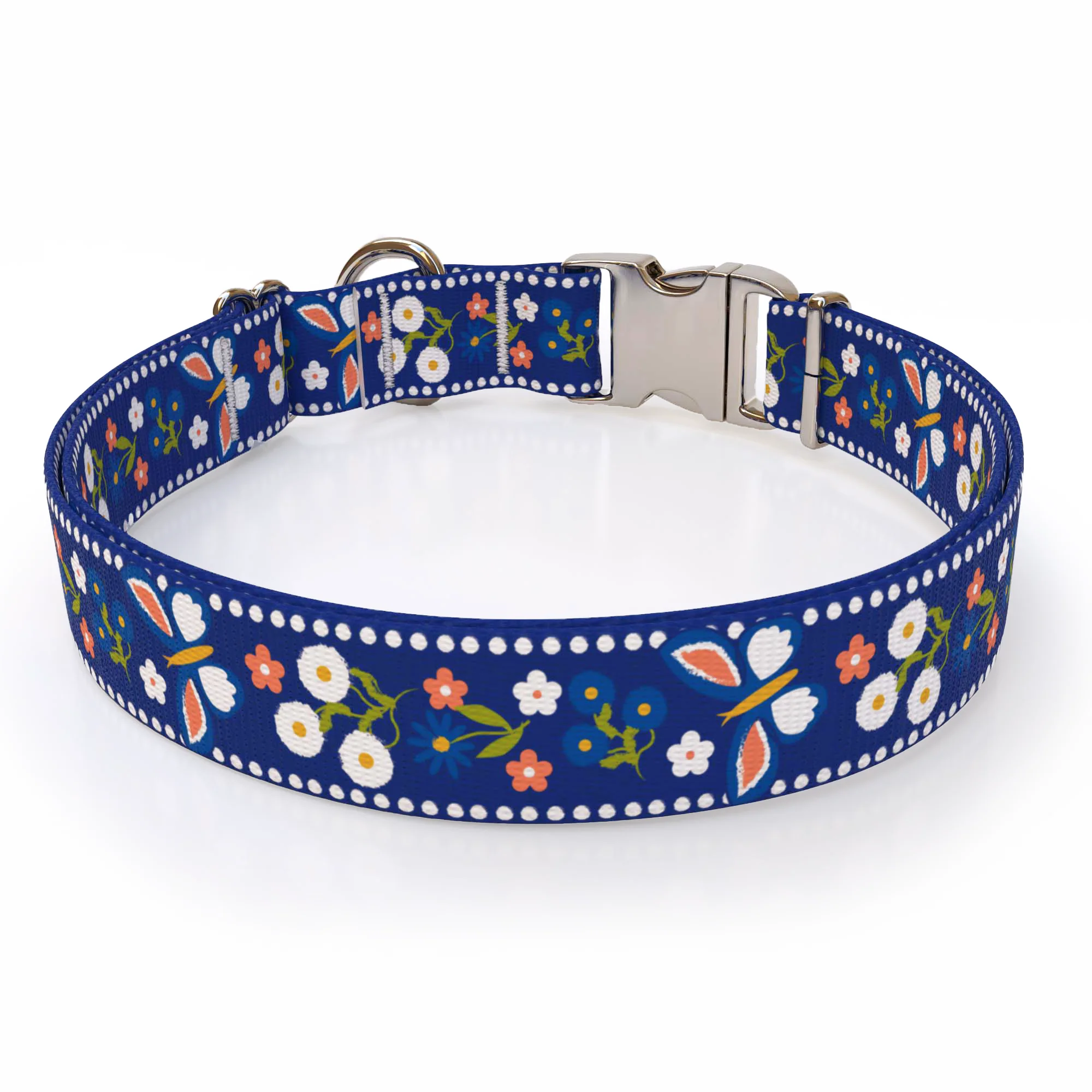 Festive Butterfly Blue Dog Collar - Image 2