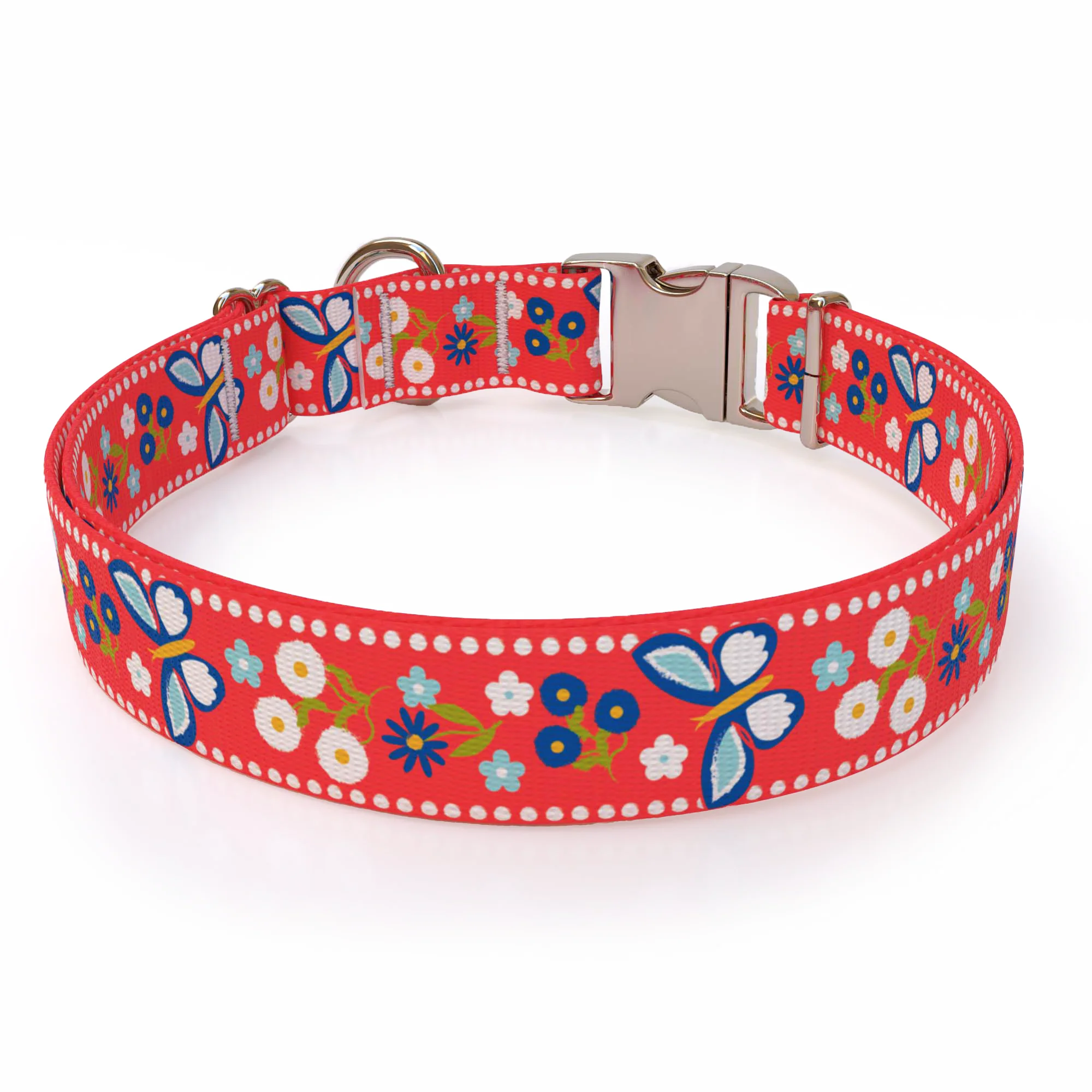 Festive Butterfly Red Dog Collar - Image 3