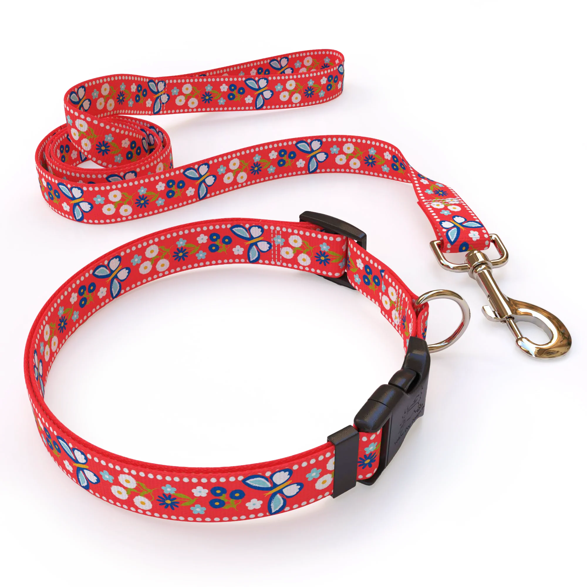 Festive Butterfly Red Dog Collar - Image 4