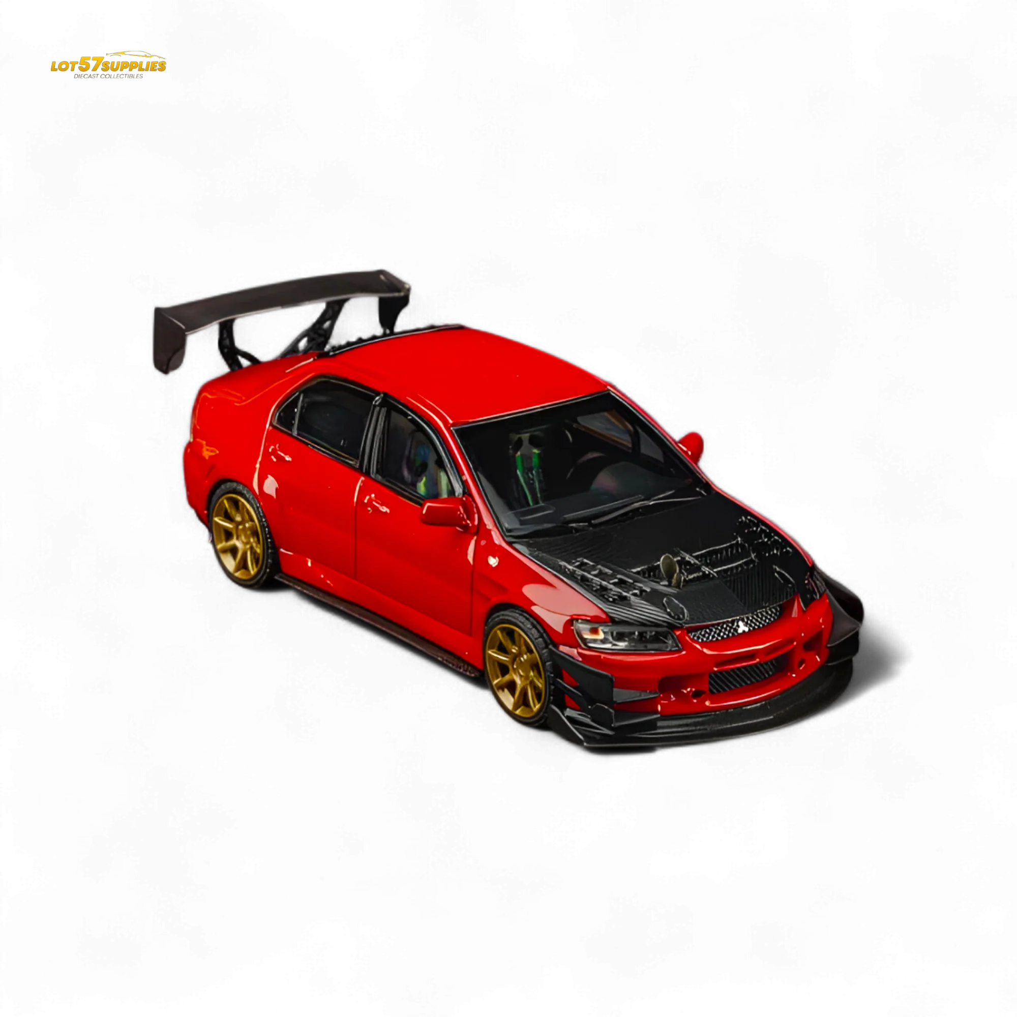 Findclassically Mitsubishi Lancer 9th Gen Red Carbon Hood 1:64 - Image 4