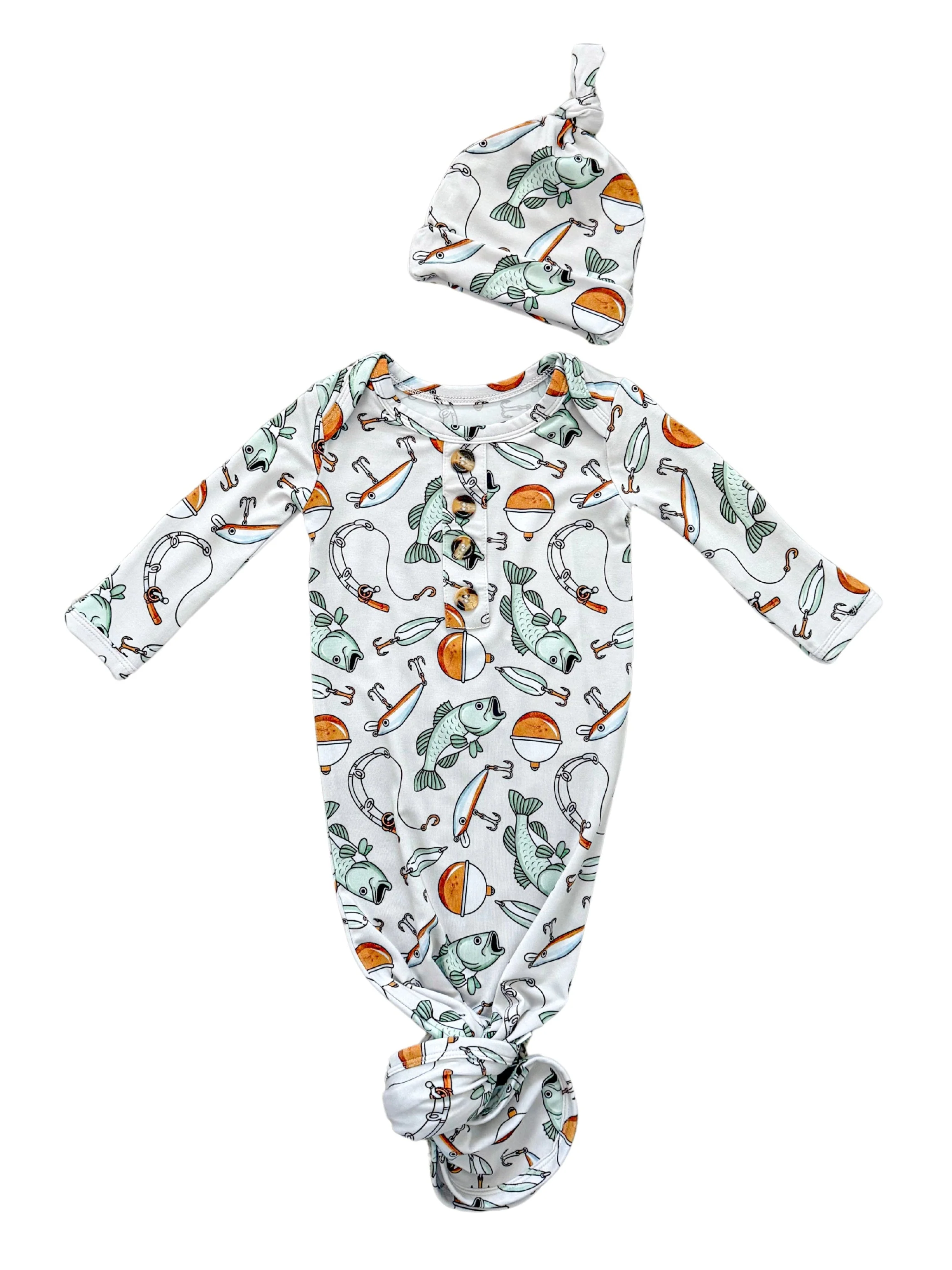 Finn Bamboo Knotted Gown and Hat