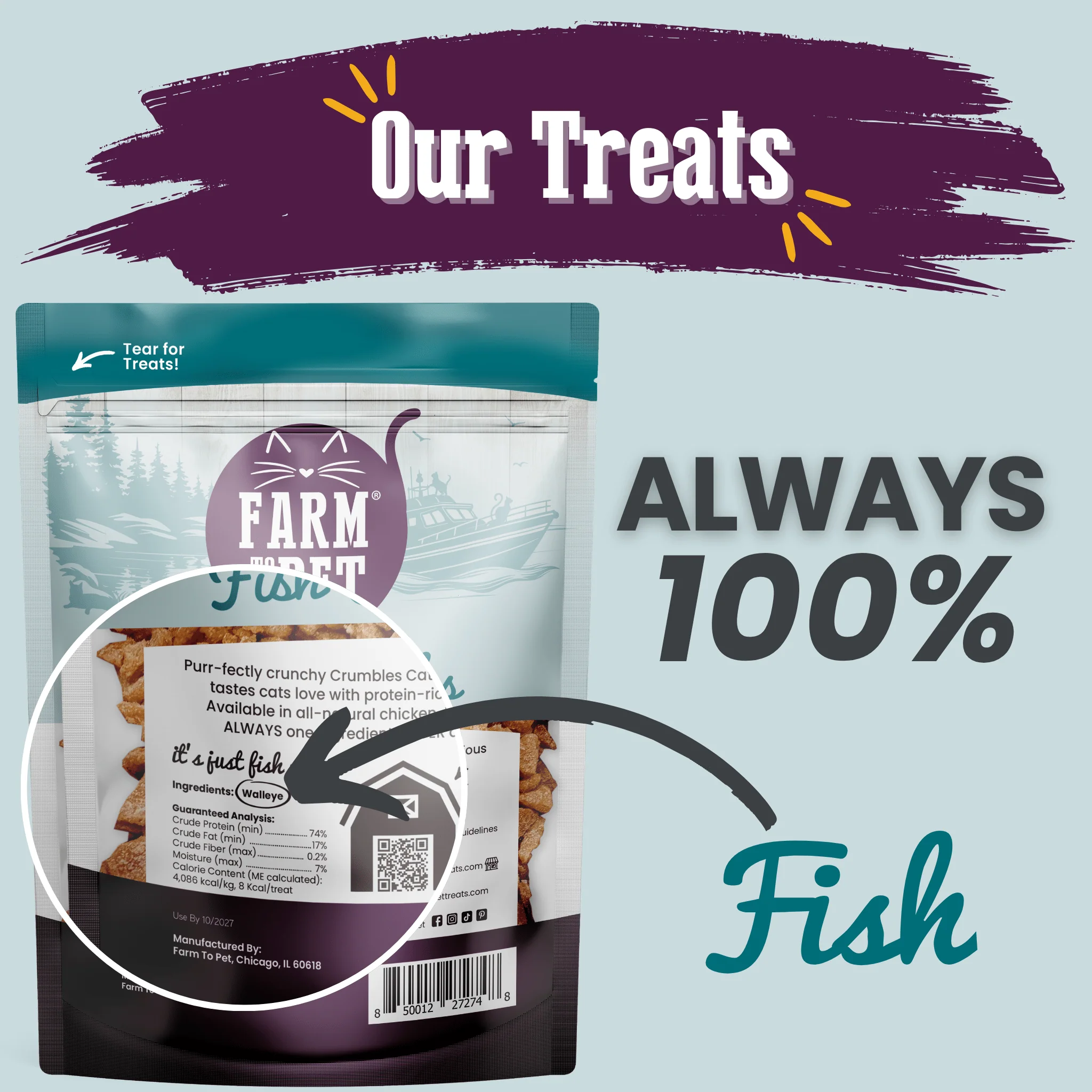 Fish Crumbles for Cats | All-Natural Fish Cat Treats - Image 2