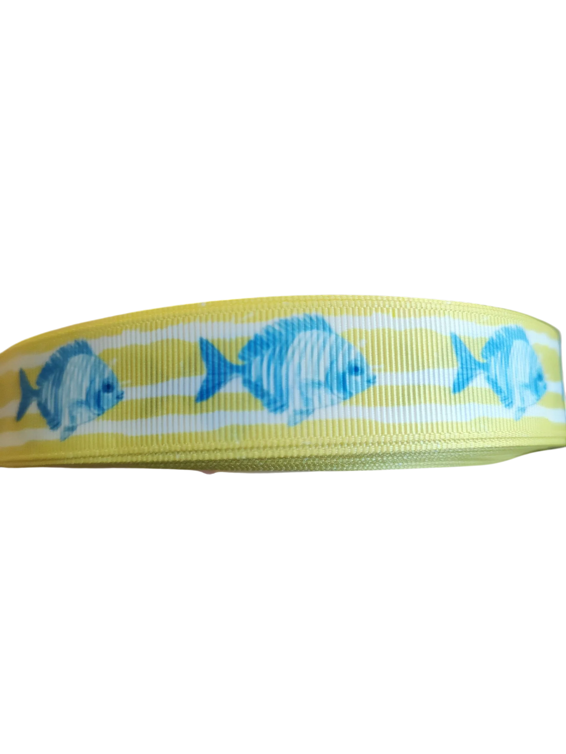 Fish On Yellow Stripes Nylon Dog Collar - Image 3