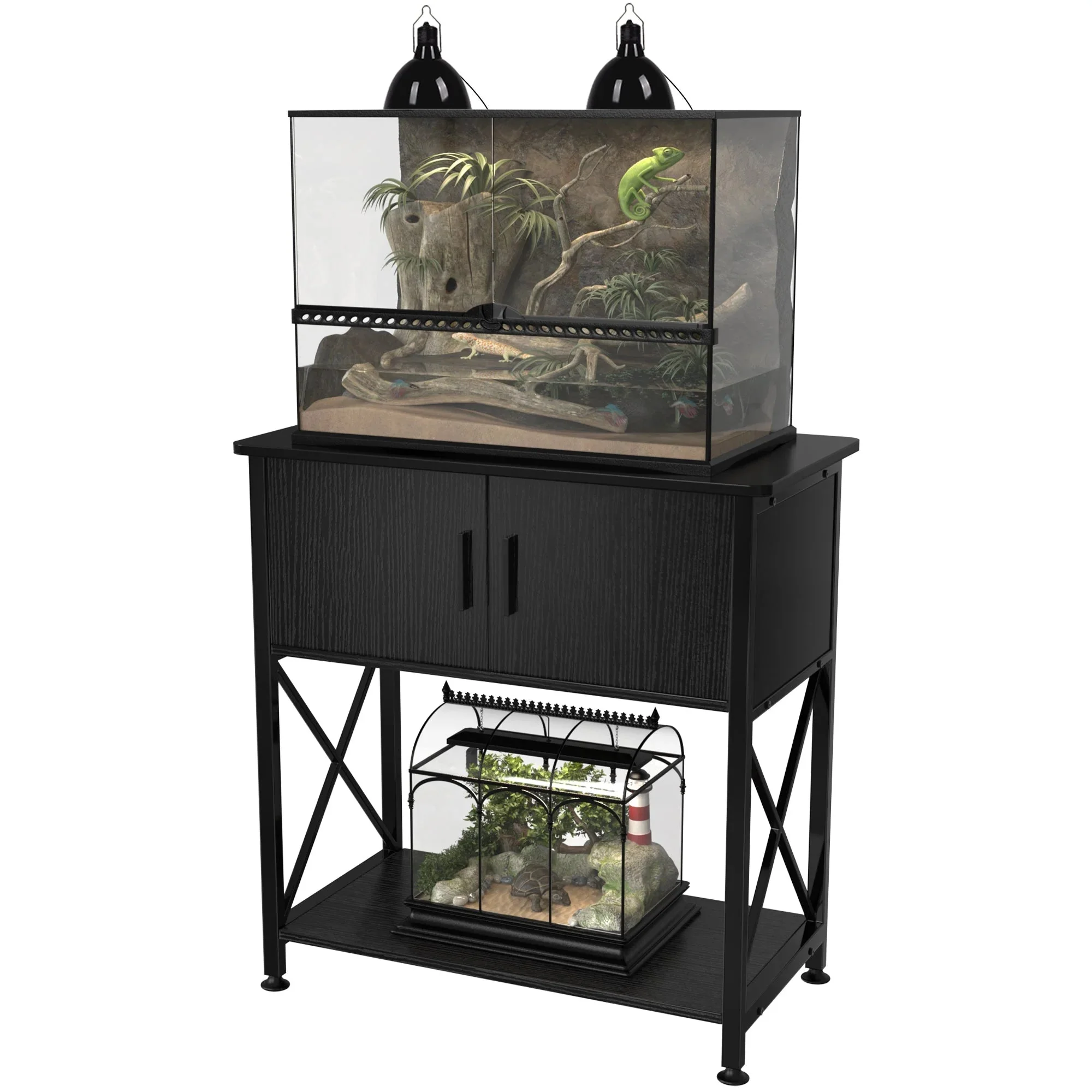 Fish Tank Stand Metal Aquarium Stand for 20 Gallon Long with Accessories Storage - Image 2