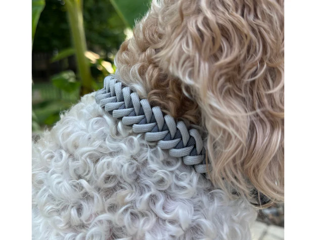 Fishtail Hand Braided Dog Collar in Graphite & Smoke - Image 6