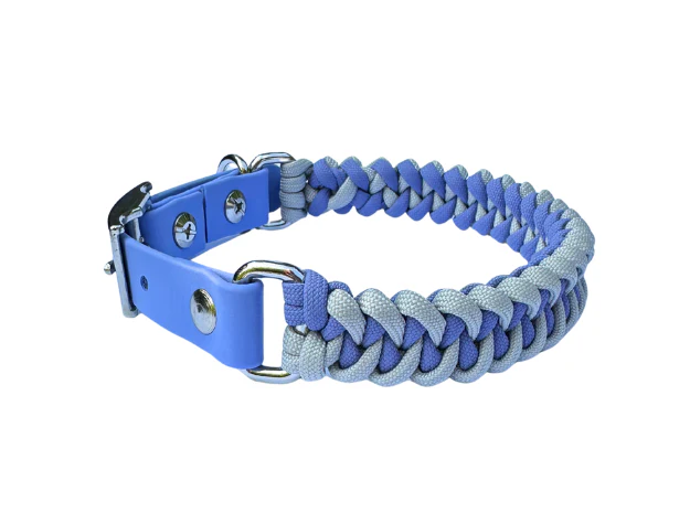 Fishtail Hand Braided Dog Collar in Lavender & Smoke - Image 10