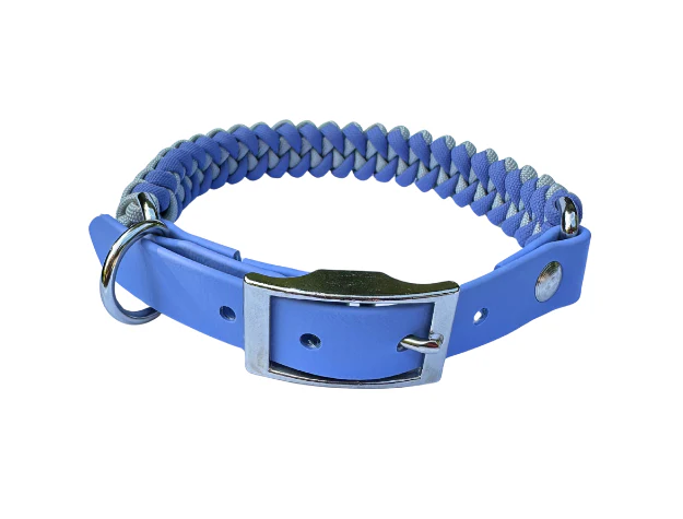 Fishtail Hand Braided Dog Collar in Lavender & Smoke - Image 8