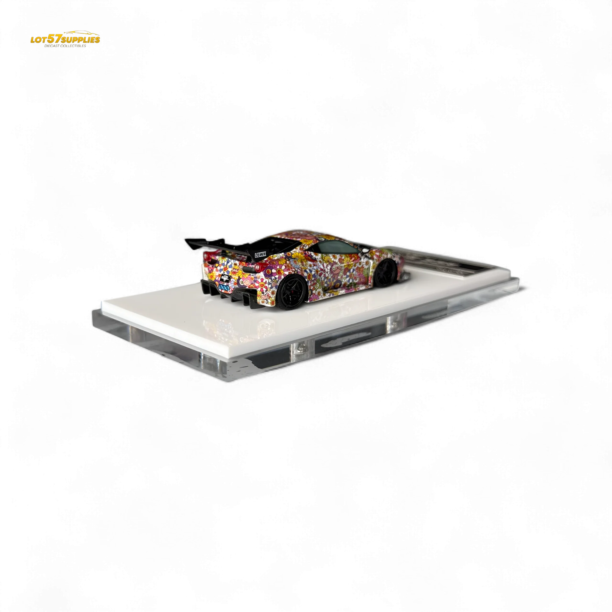 Flame Ferrari 458 GT LB Wide-Body - Takashi Murakami Flower Livery - Glows in dark 1:64 Resin - Image 3
