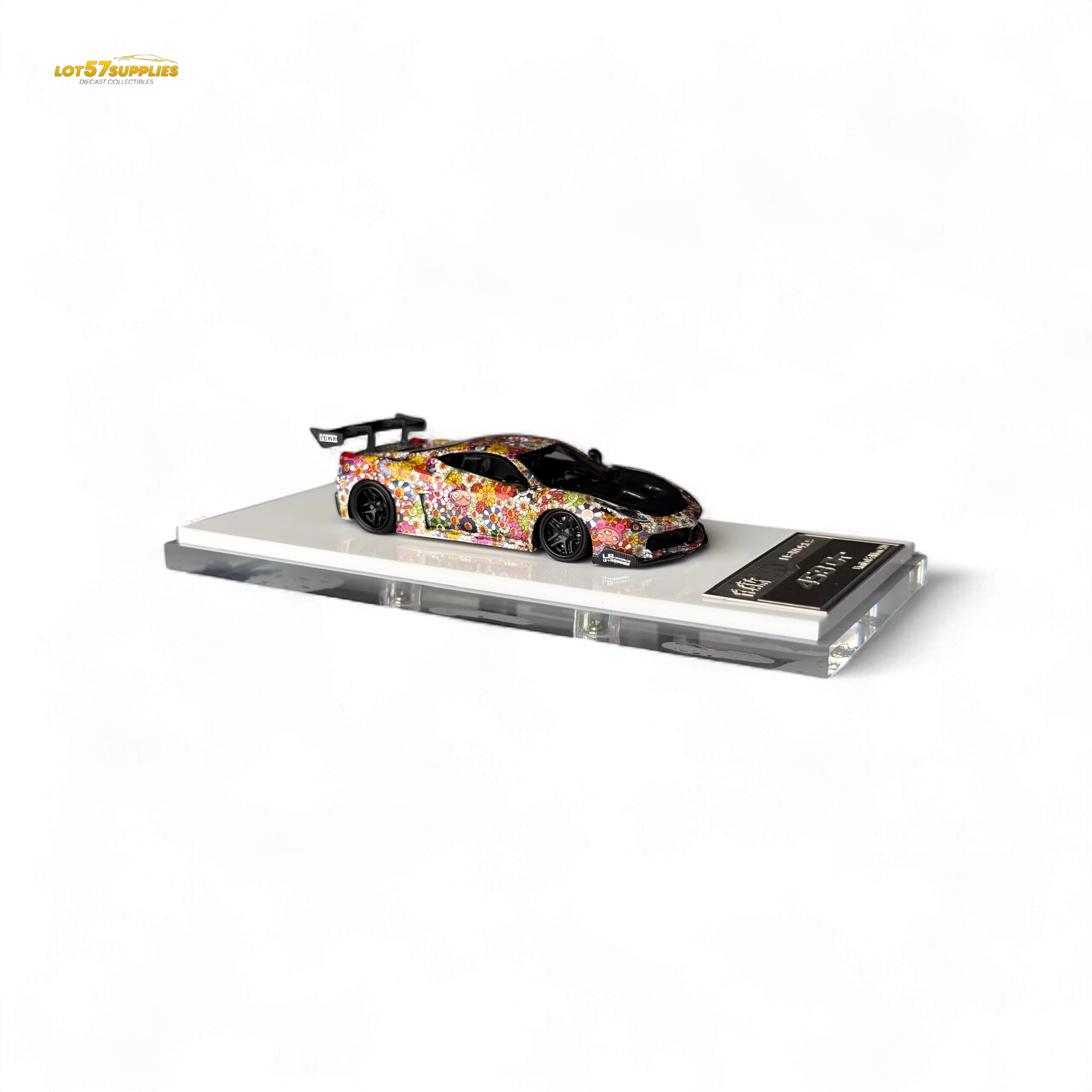 Flame Ferrari 458 GT LB Wide-Body - Takashi Murakami Flower Livery - Glows in dark 1:64 Resin - Image 4