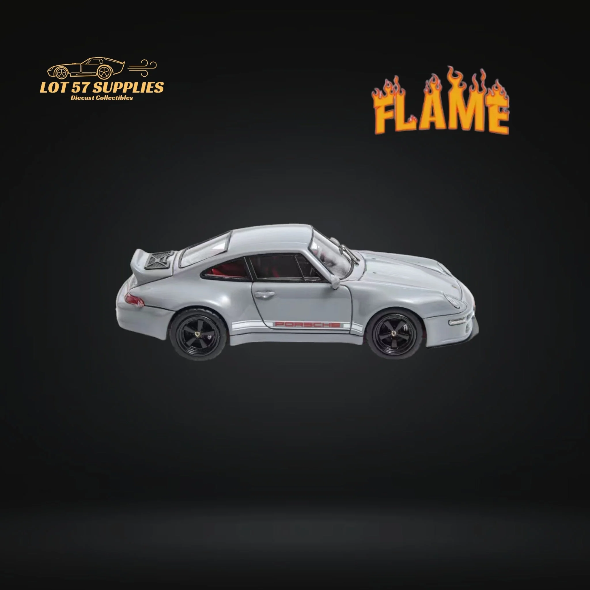 Flame Model Porsche 911 Gunther Werks 400R Cement Gray 1:64 - Image 2