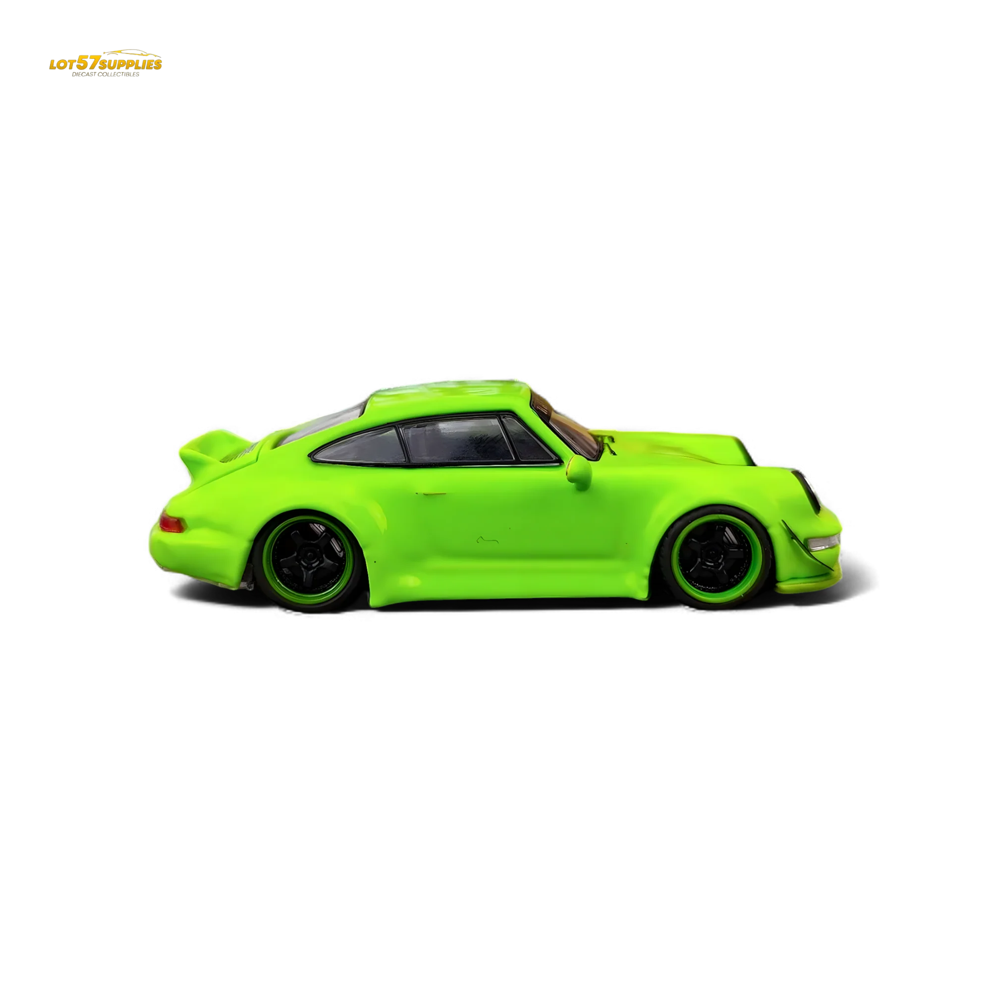 Flame Porsche 964 RWB Ducktail Fluorescent Green 1:64 - Image 2