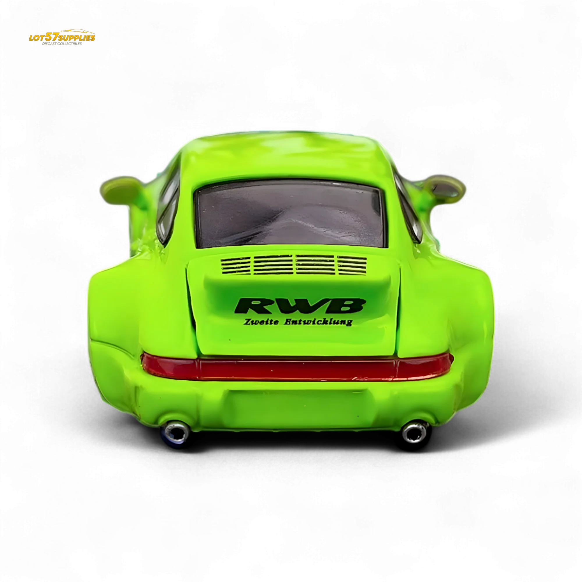Flame Porsche 964 RWB Ducktail Fluorescent Green 1:64 - Image 4