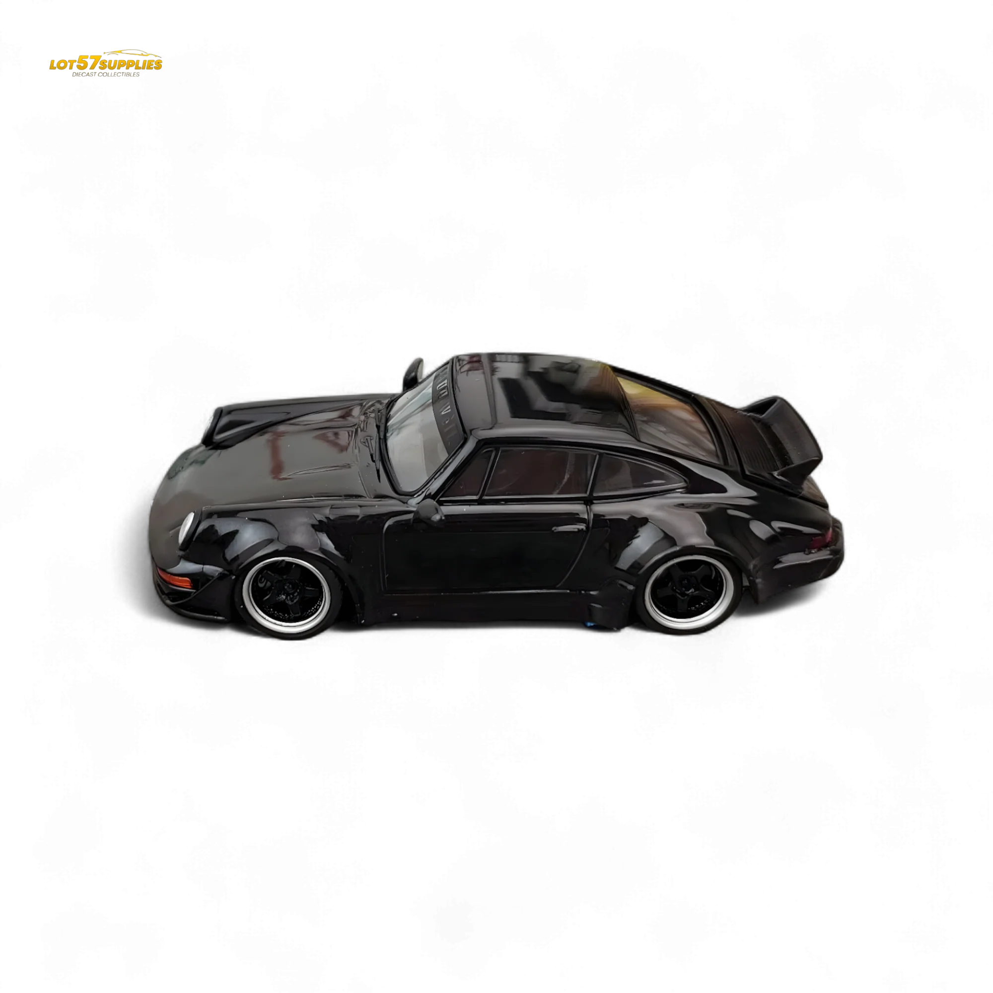 Flame Porsche 964 RWB Ducktail Gloss Black 1:64 - Image 3