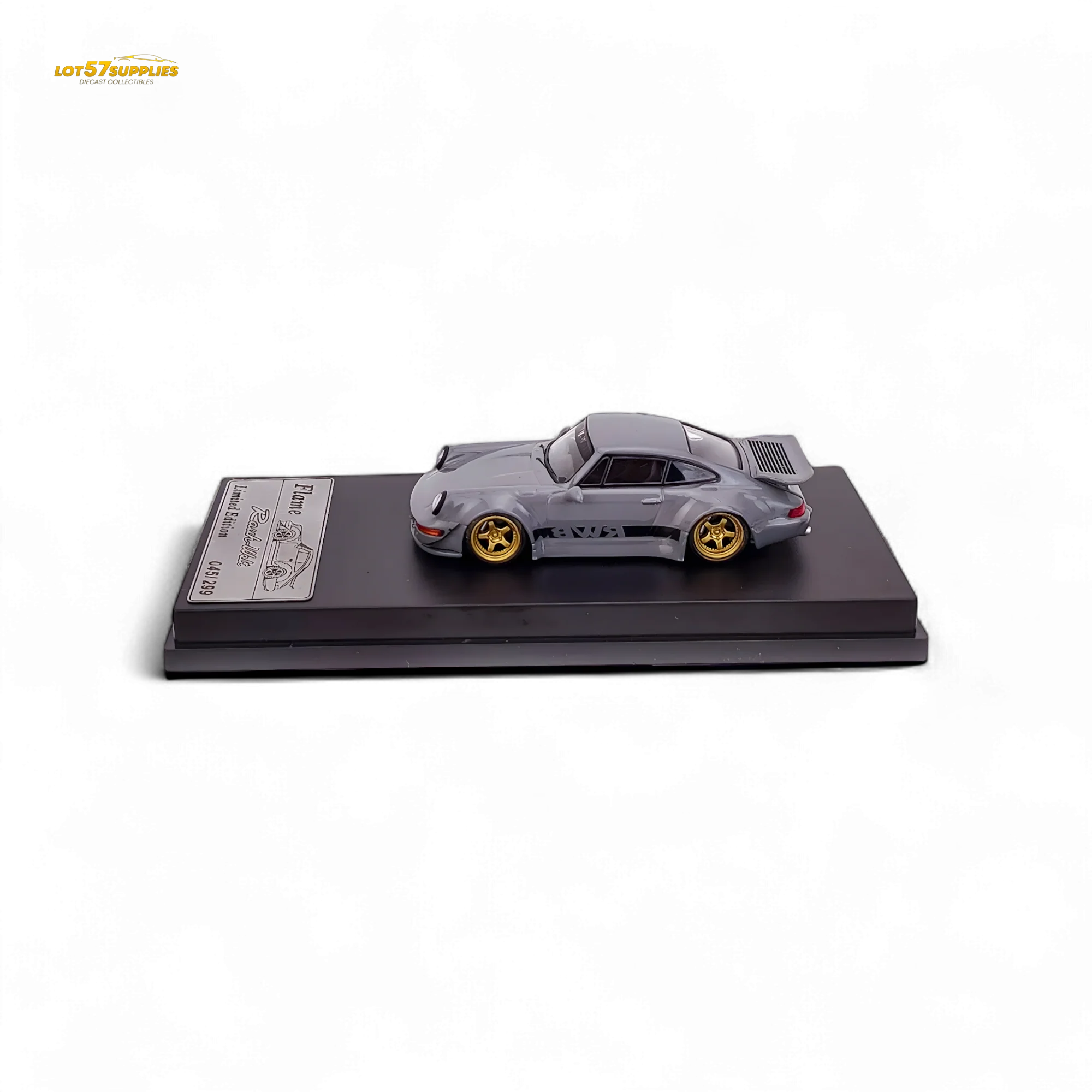 Flame Porsche 964 RWB Whale Tale Cement Gray 1:64 - Image 5