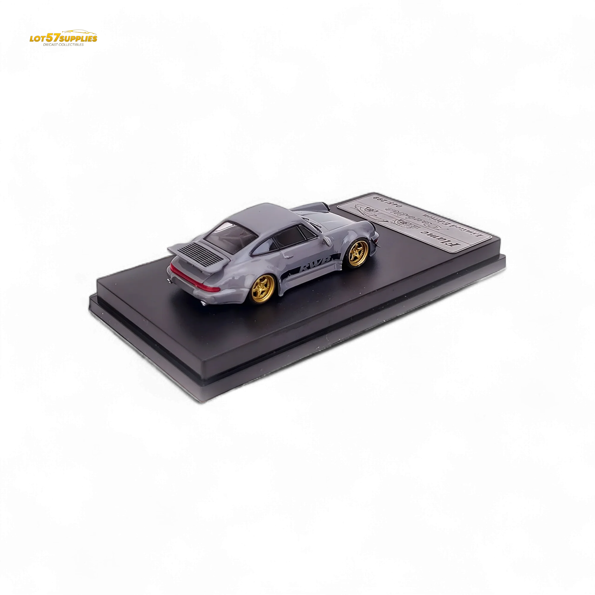 Flame Porsche 964 RWB Whale Tale Cement Gray 1:64 - Image 6