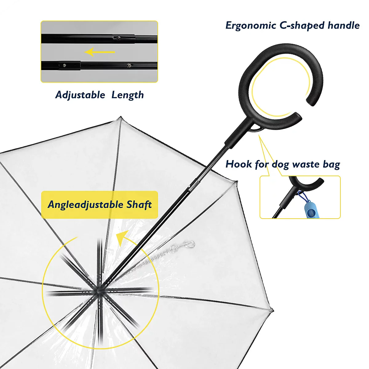 Flexible Handle Umbrella for Dog with Rope for Small Pets - Image 2