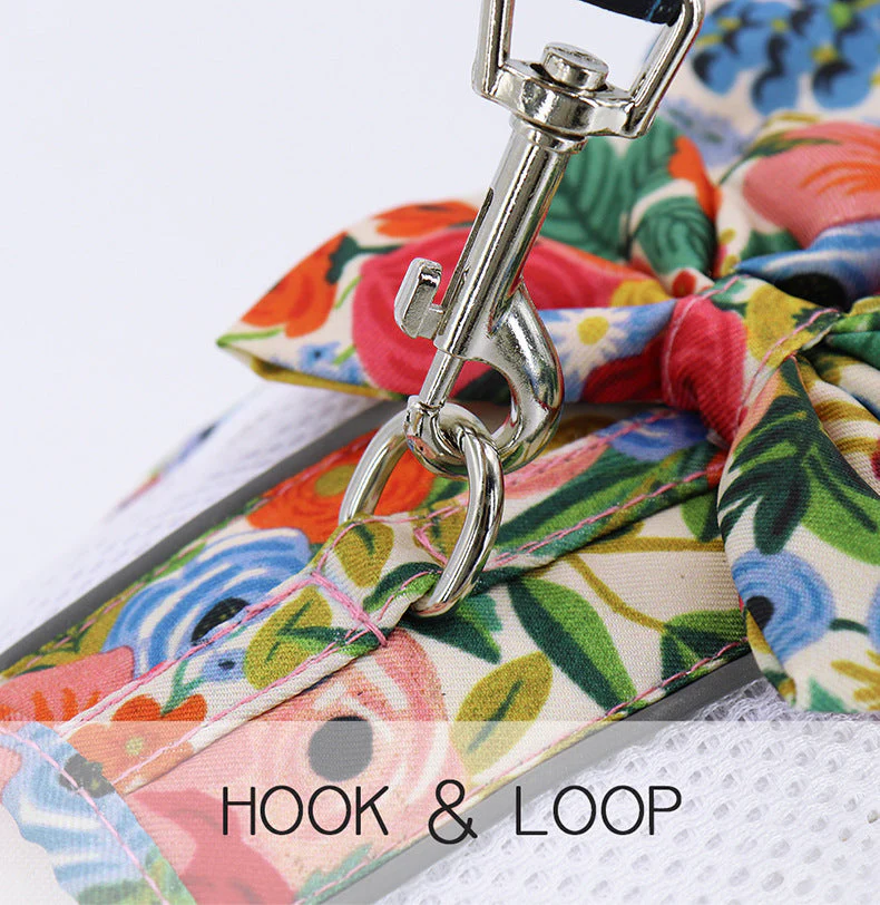 Floral Bow Mesh Dog Harness Dress with Leash - Image 6
