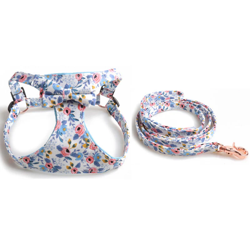 Floral Dog Harness & Leash Set – Soft Padded with Bowtie - Image 4