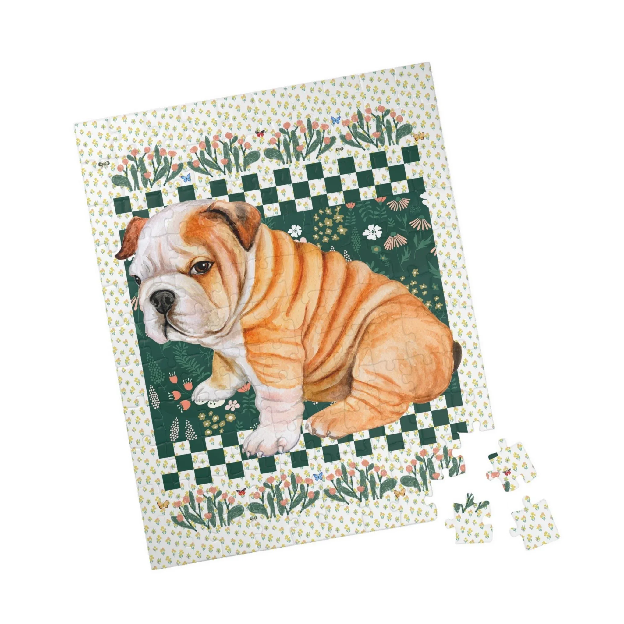 Floral English Bulldog Puzzle - Image 2