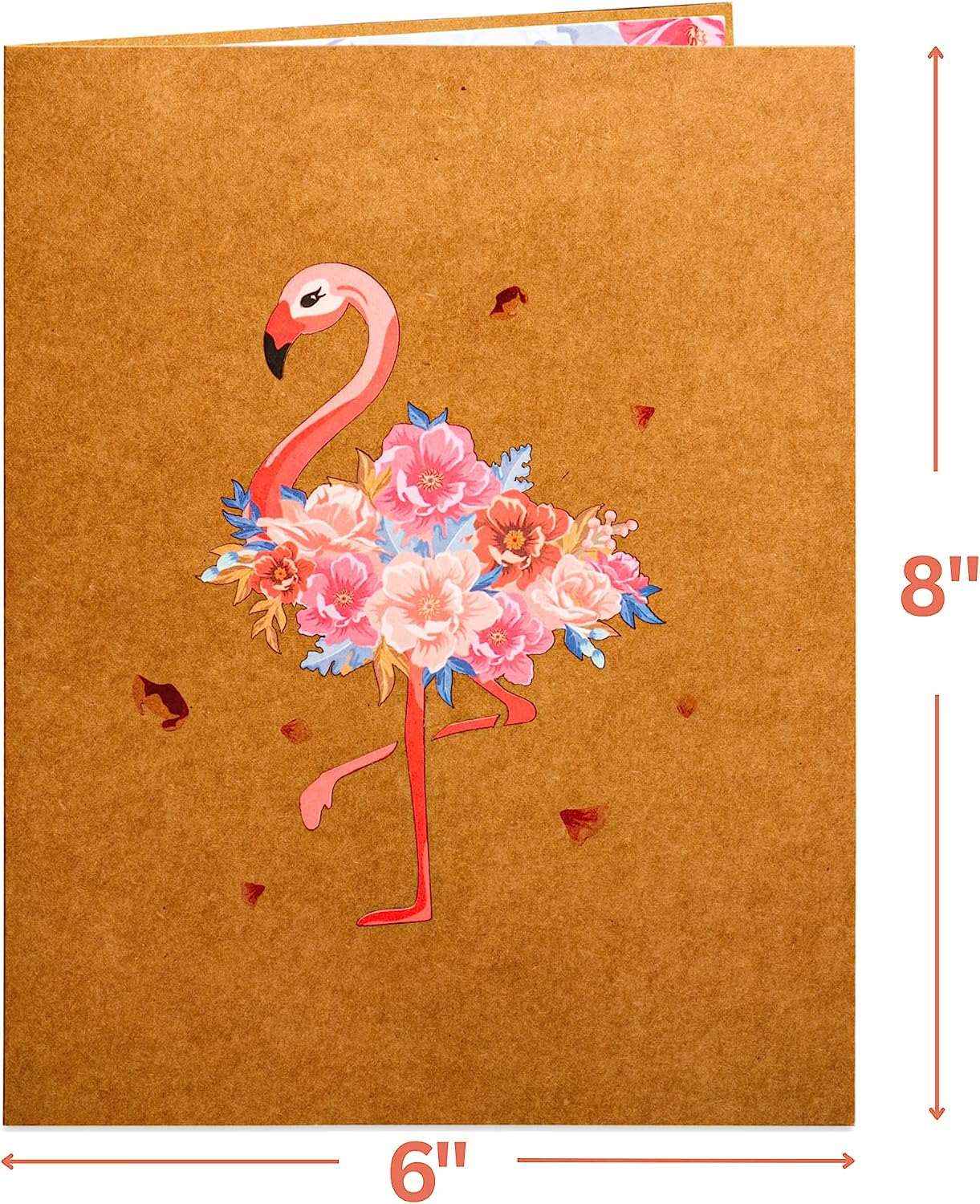 Floral Flamingo Pop Up Card - Frndly 8" x 6" - Image 2