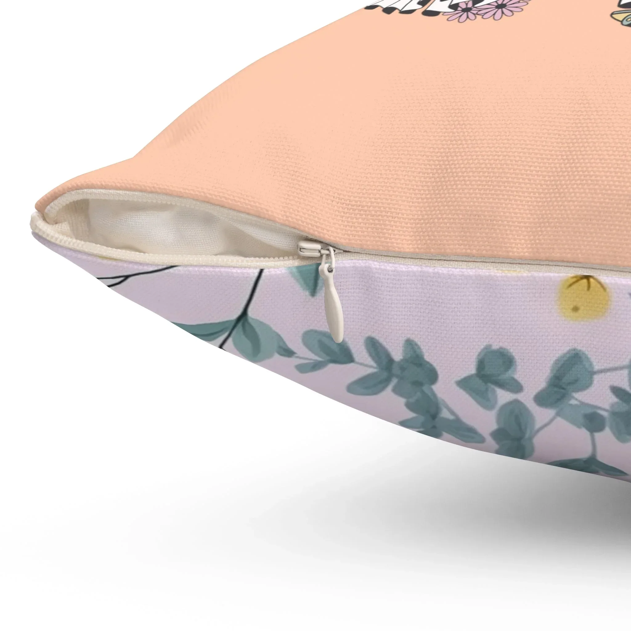 Floral Ghost Pillow for Halloween: Pastel Goth Groovy Ghost with Flowers and Boho Butterflies - Image 3