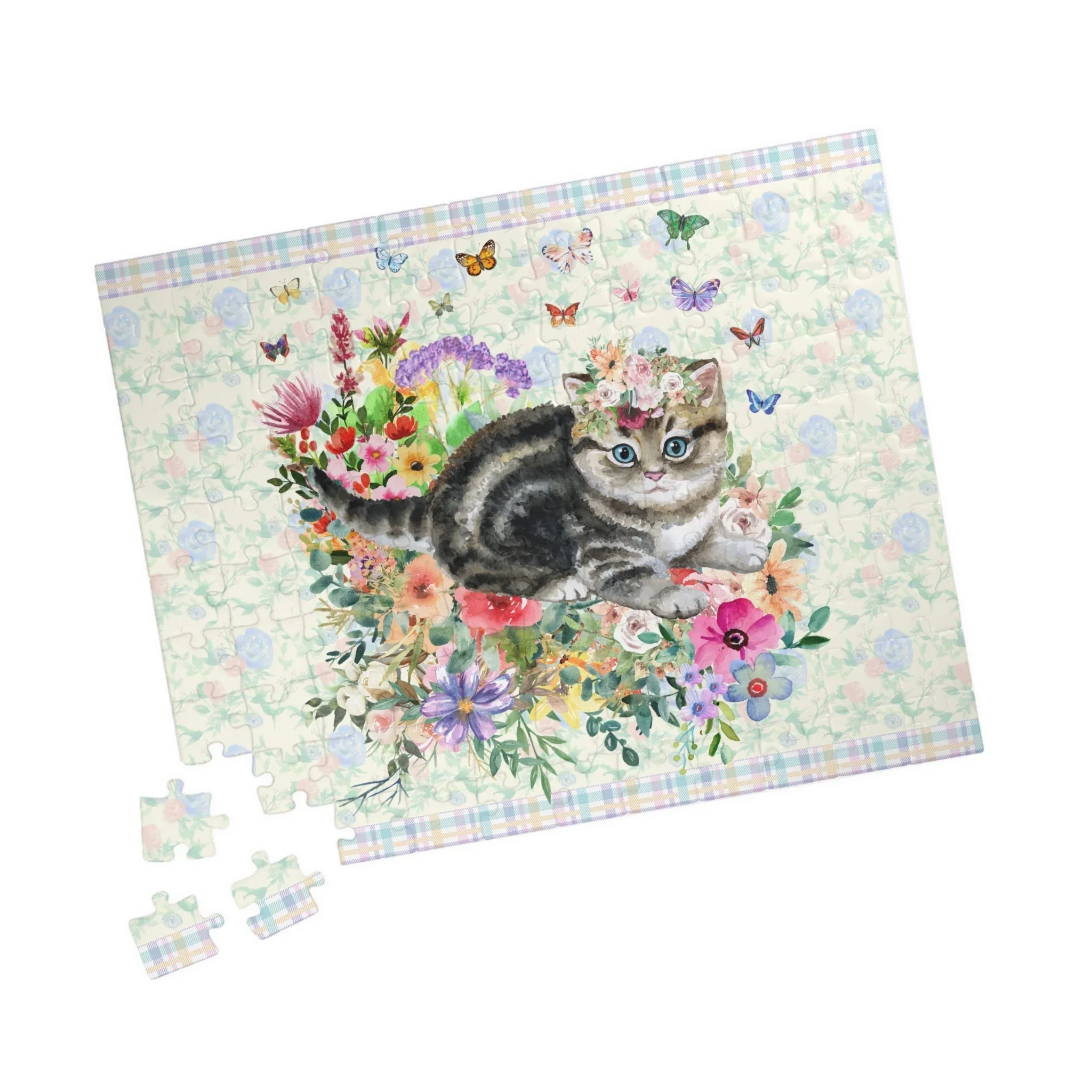 Floral Kitten Puzzle with Butterflies - Image 2
