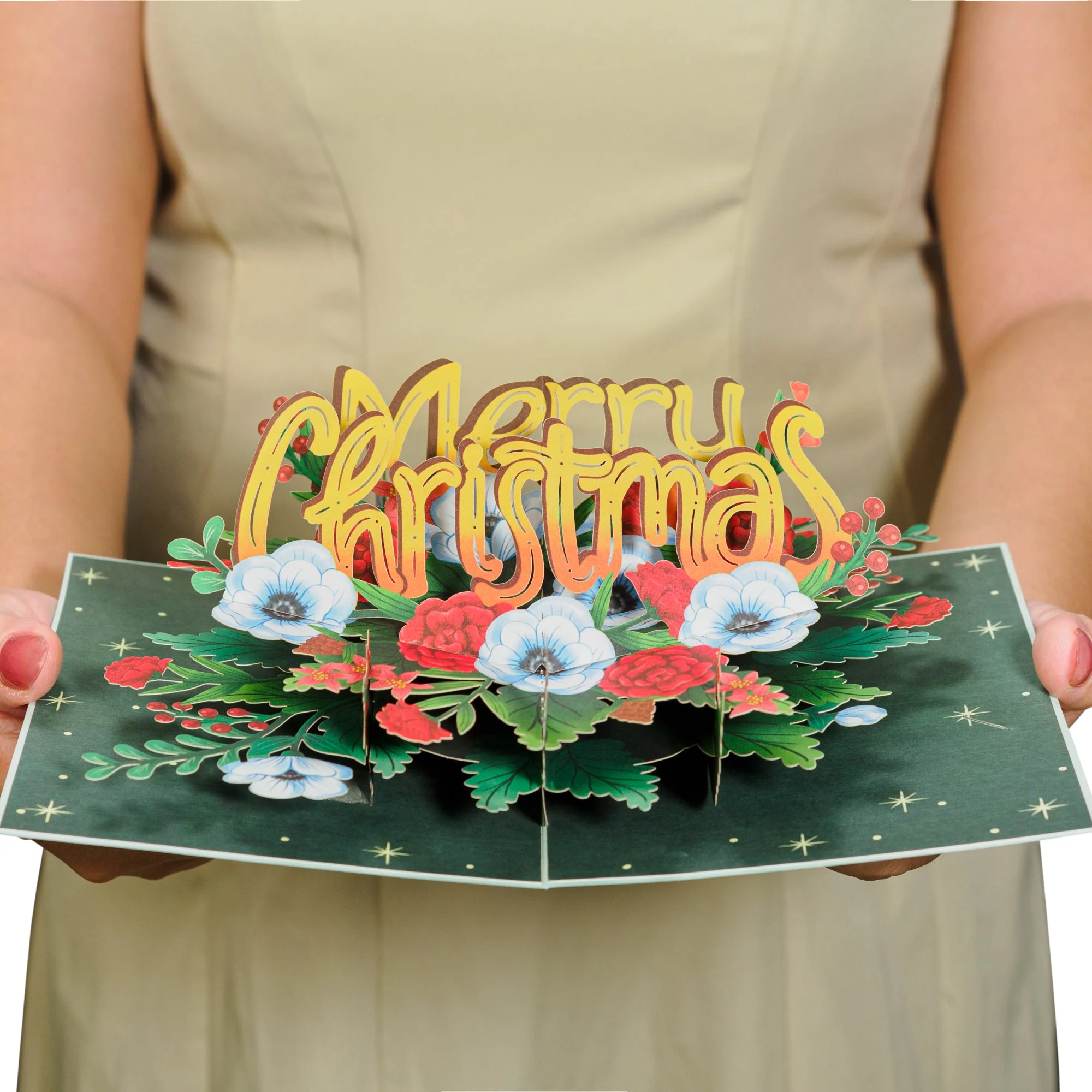 Floral Merry Christmas Pop Up Card - Image 4