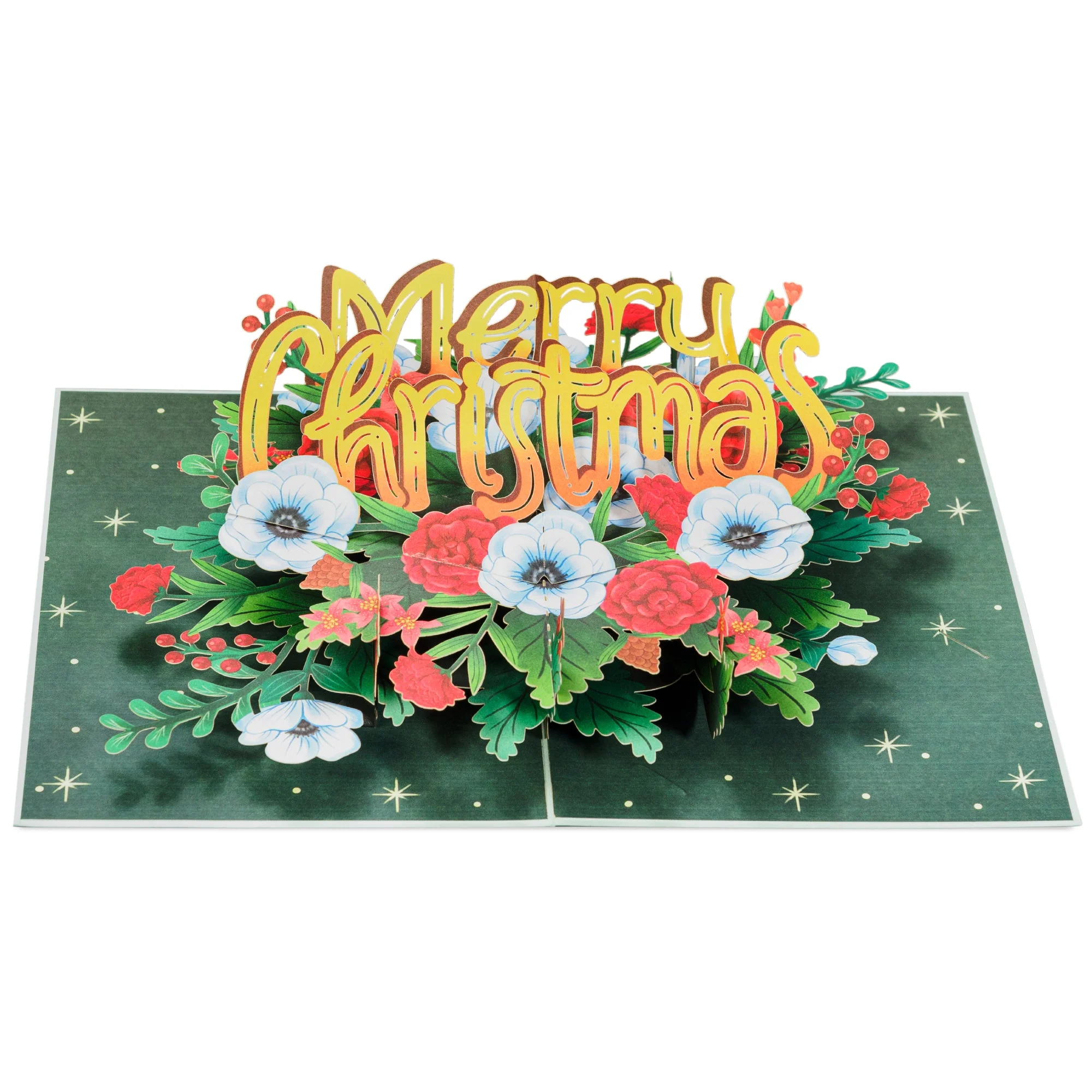 Floral Merry Christmas Pop Up Card - Image 5
