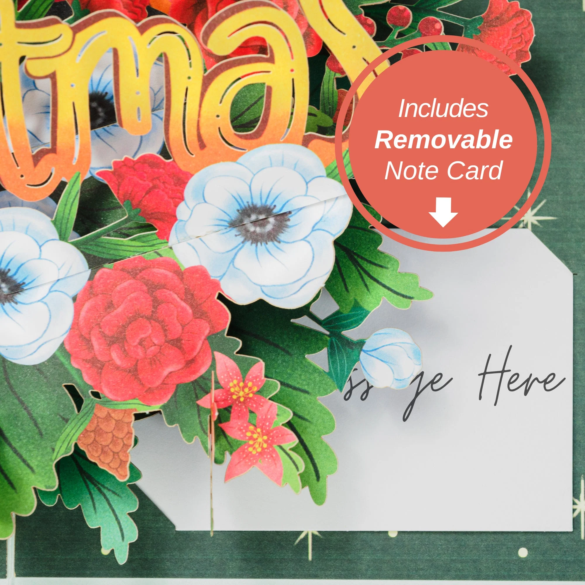 Floral Merry Christmas Pop Up Card - Image 7