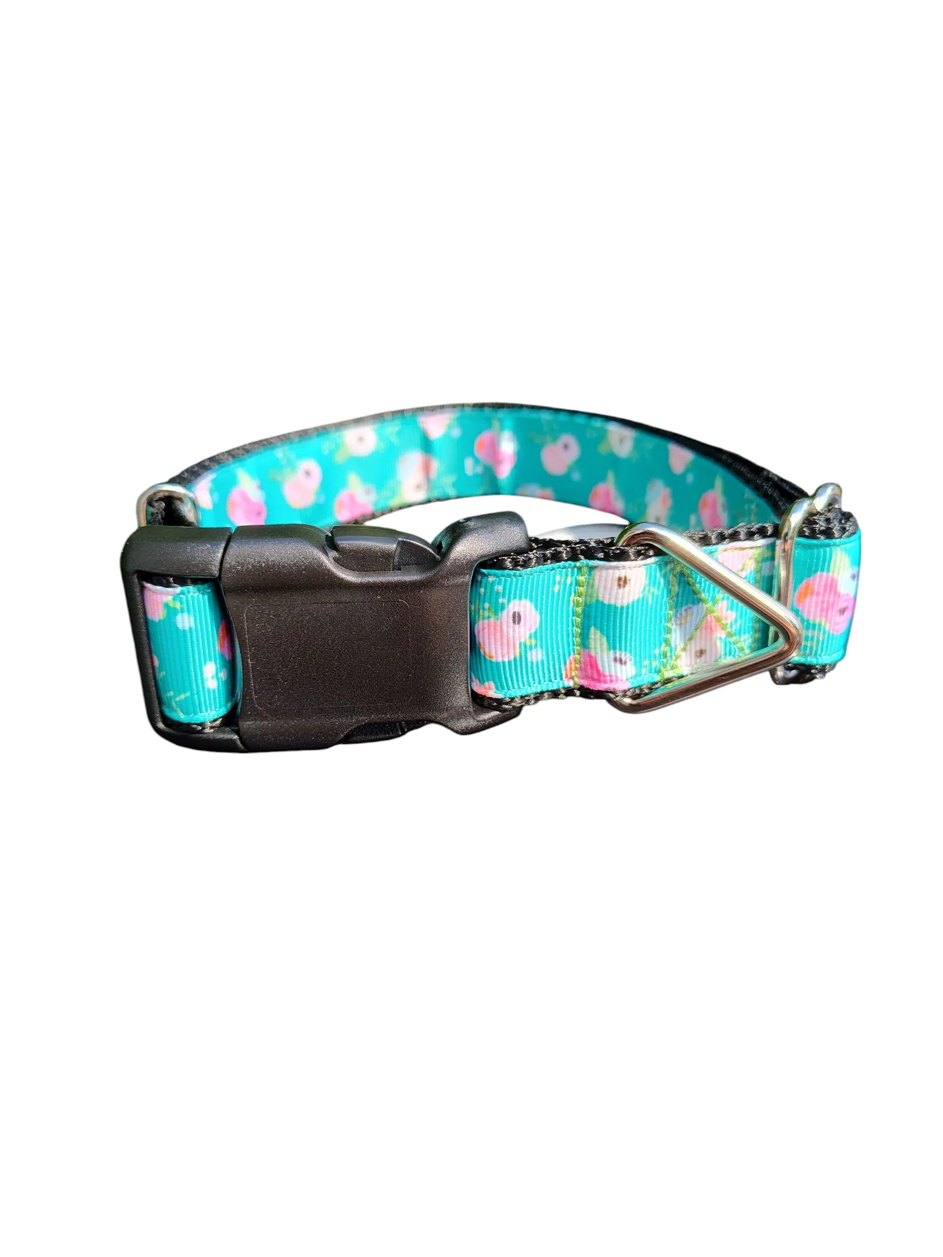 Floral on Green Nylon Dog Collar - Image 2
