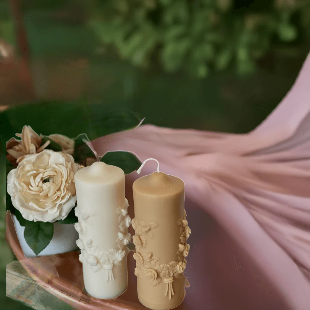 Floral Pillar Scented Candle - Eco-Friendly Soy Wax Aroma - Image 2
