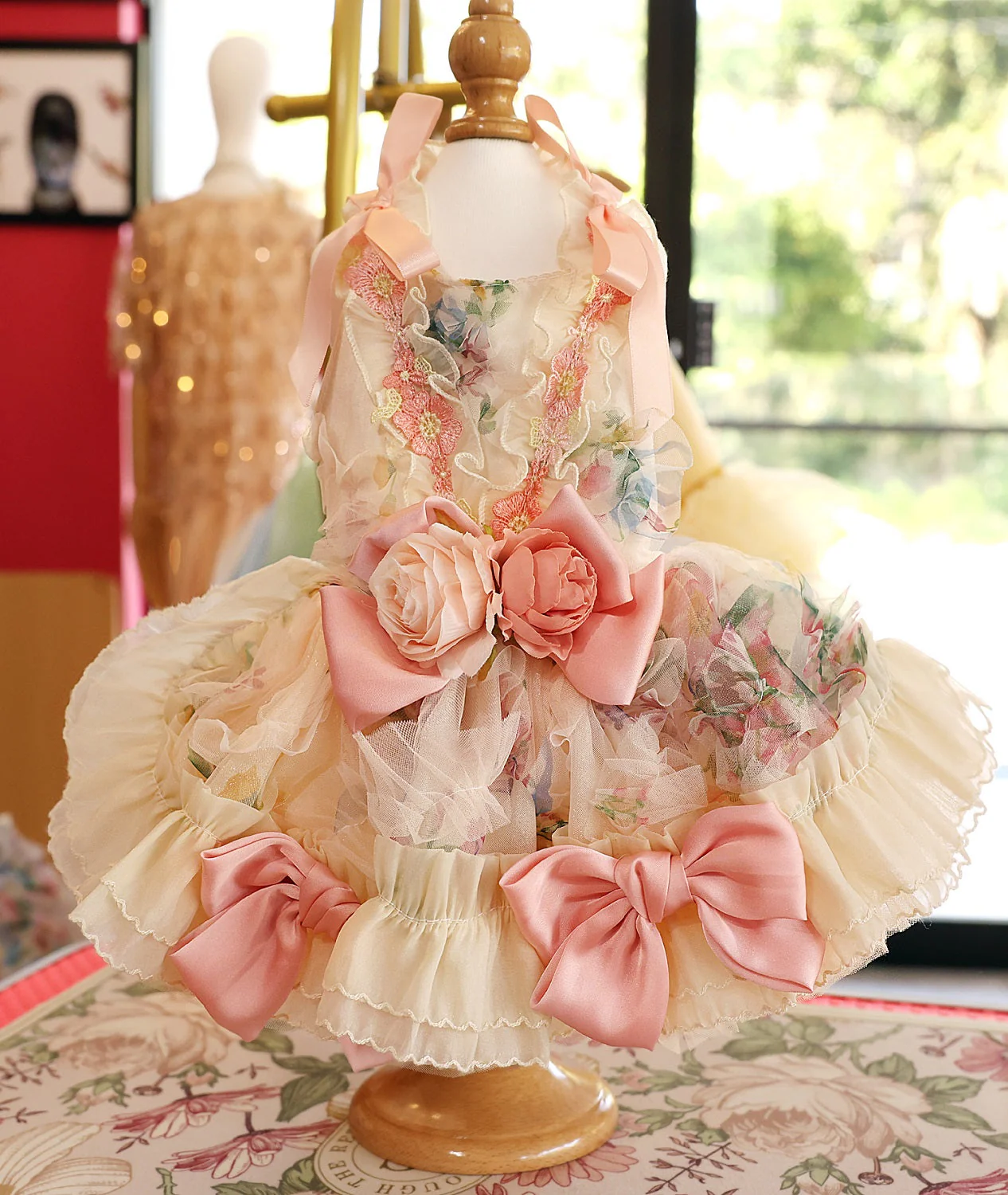 Floral Princess Dog Dress Ball Gown Trailing - Image 6