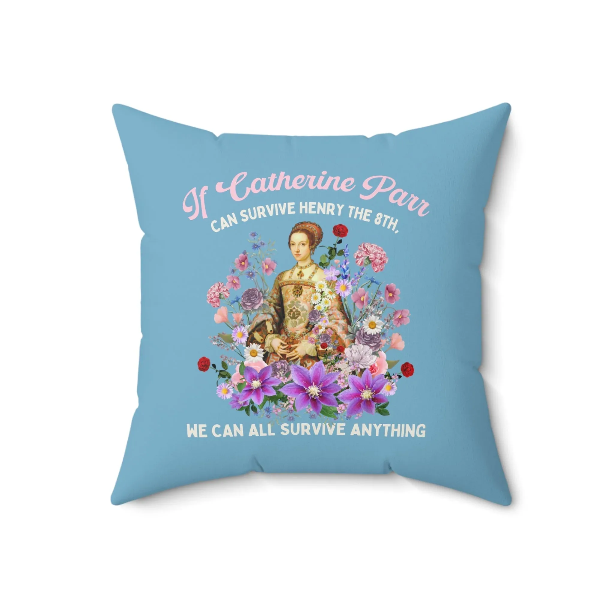 Floral Tudor History Pillow: Catherine Parr | Funny History Teacher Gift