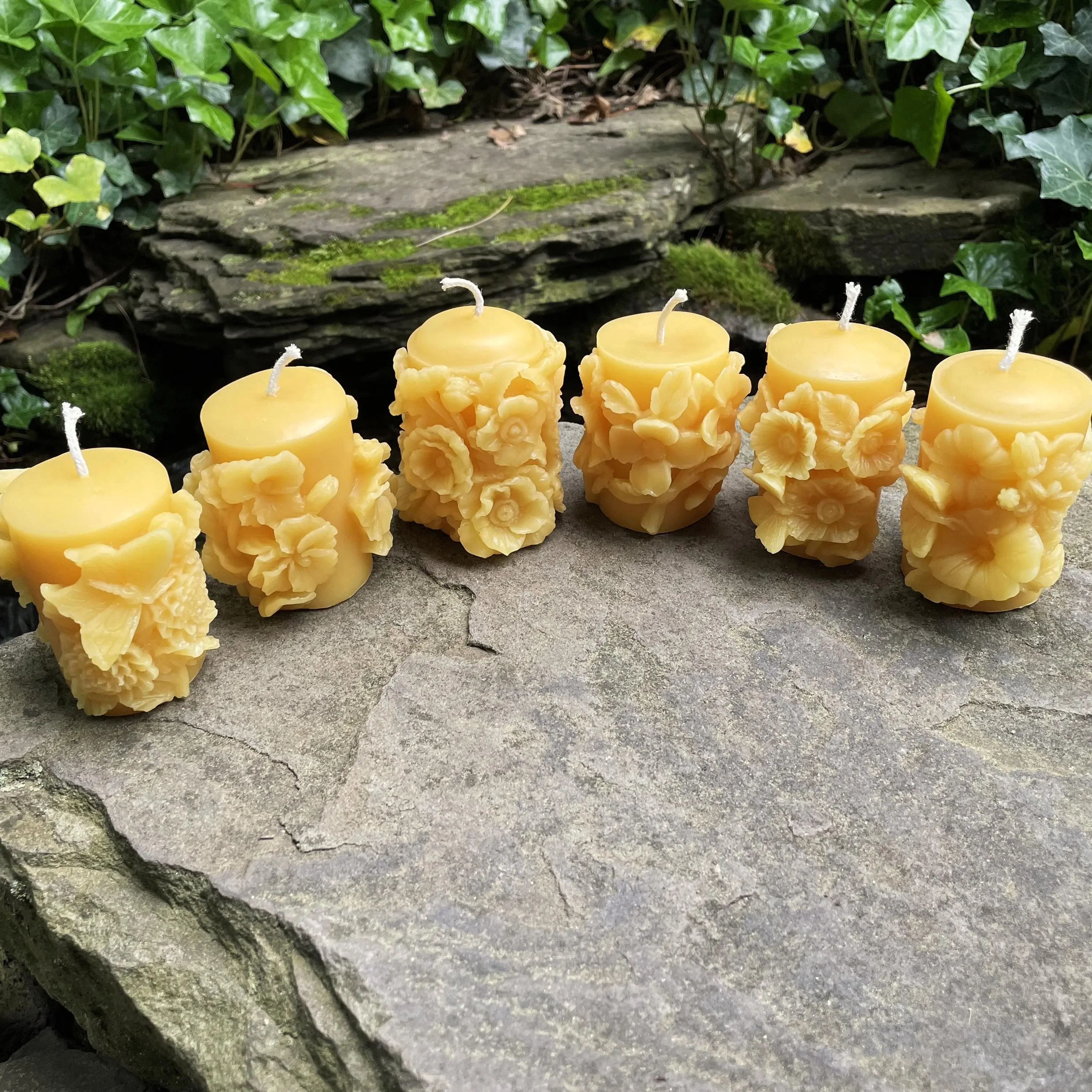 Flower Butterfly Set of 6 Beeswax Candles - Image 2