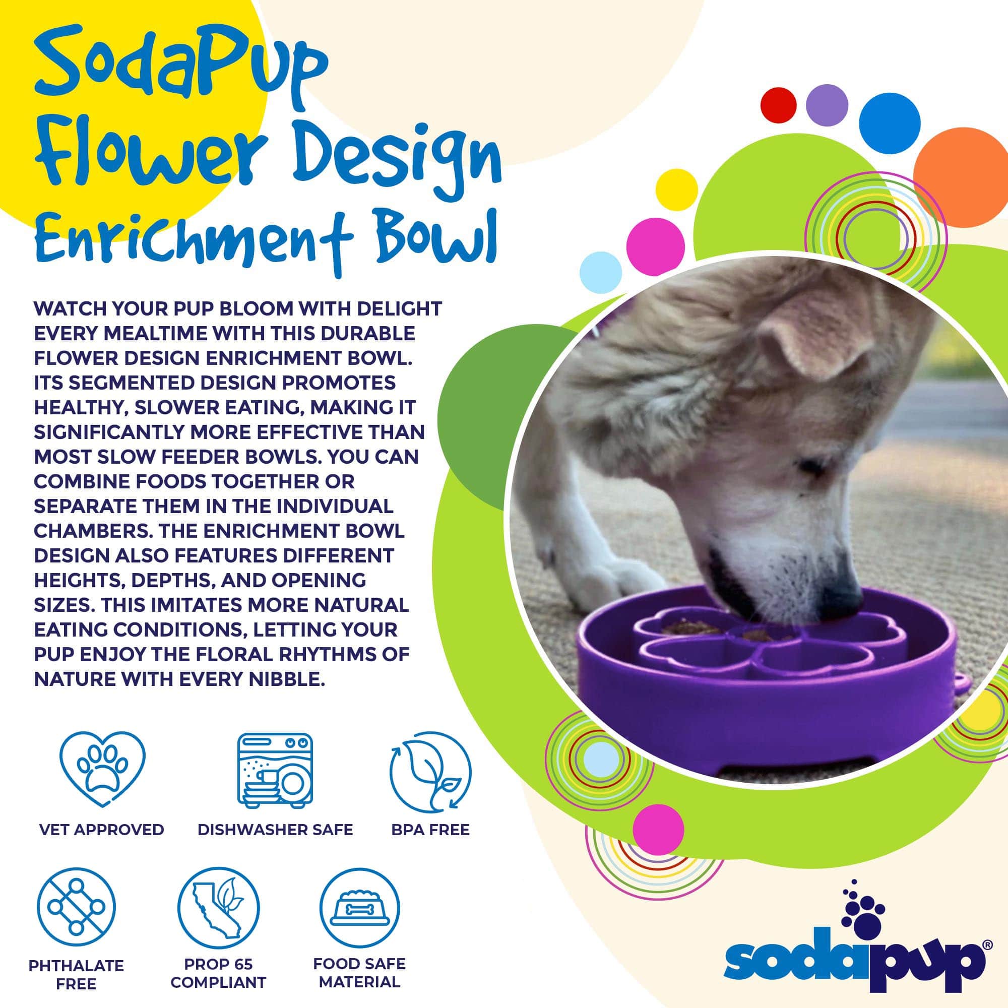 Flower eBowl Deep Slow Feeder Dog Bowl for Enrichment | USA Made - Image 4