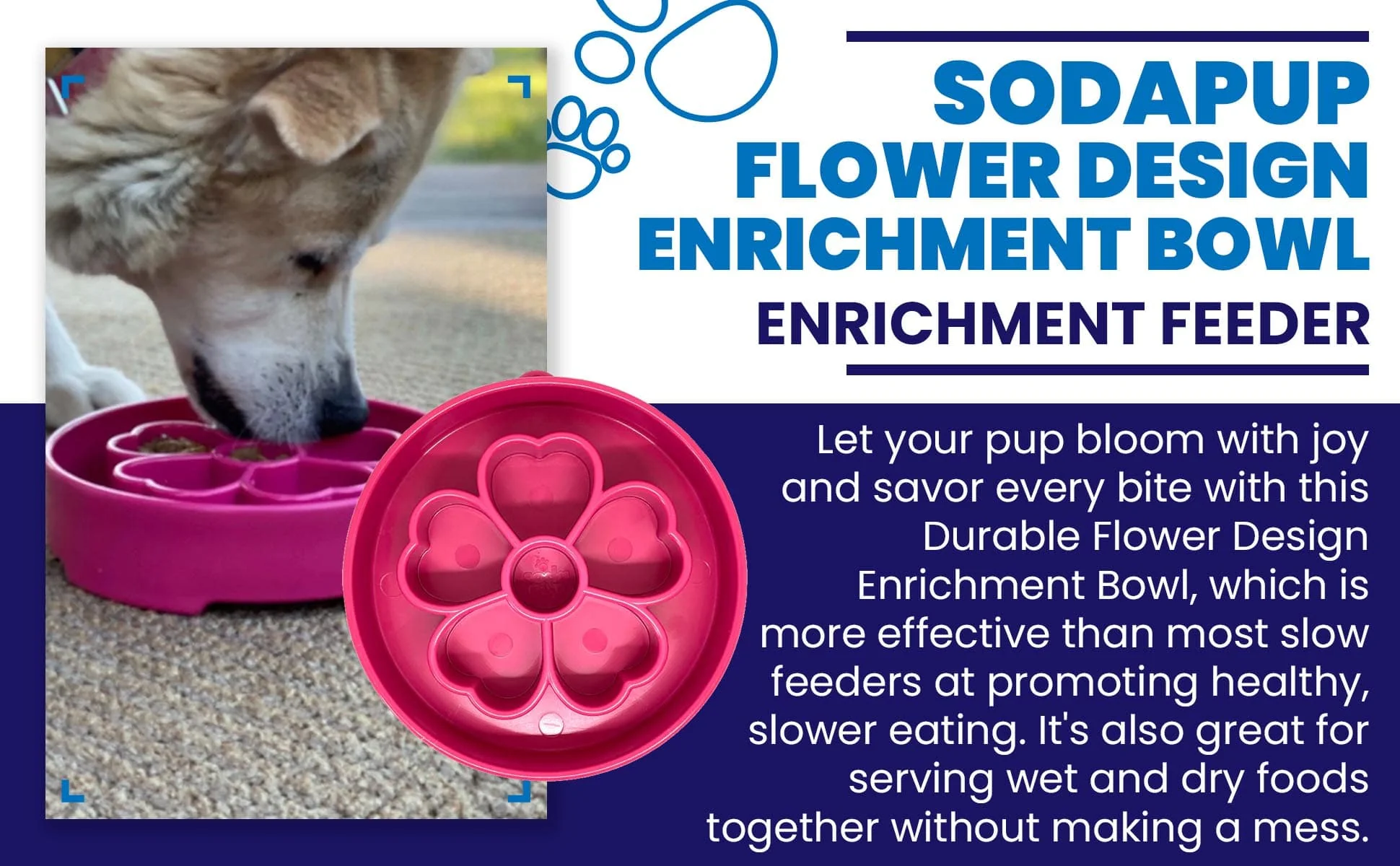 Flower eBowl Deep Slow Feeder Dog Bowl for Enrichment | USA Made - Image 7