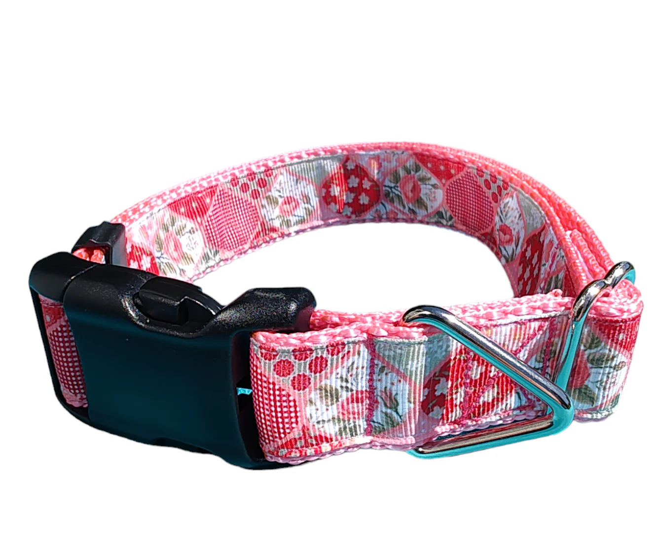 Flower Quilt Pink Nylon Dog Collar MD, LG, XL, Leash - Image 2