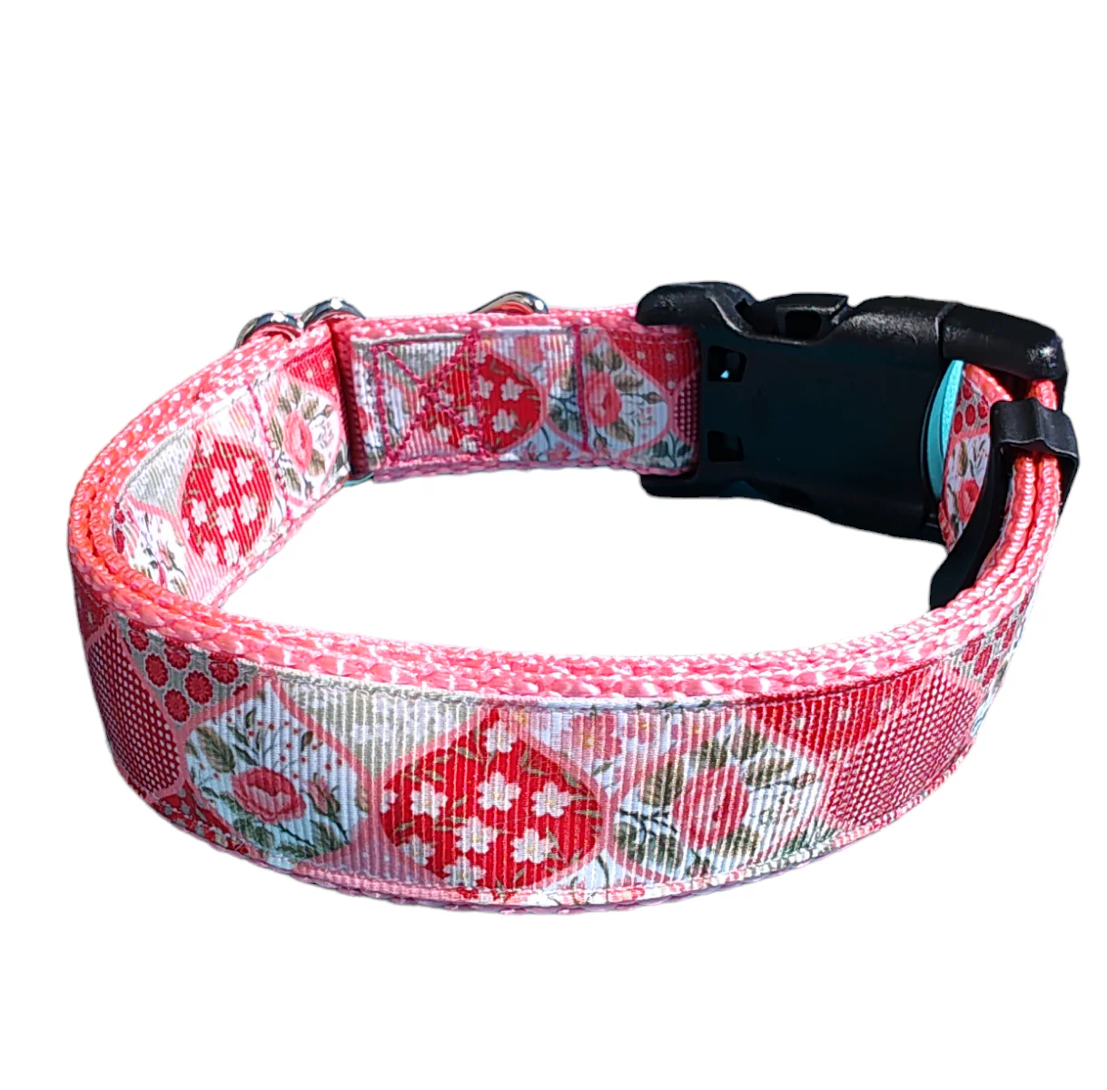 Flower Quilt Pink Nylon Dog Collar MD, LG, XL, Leash - Image 3