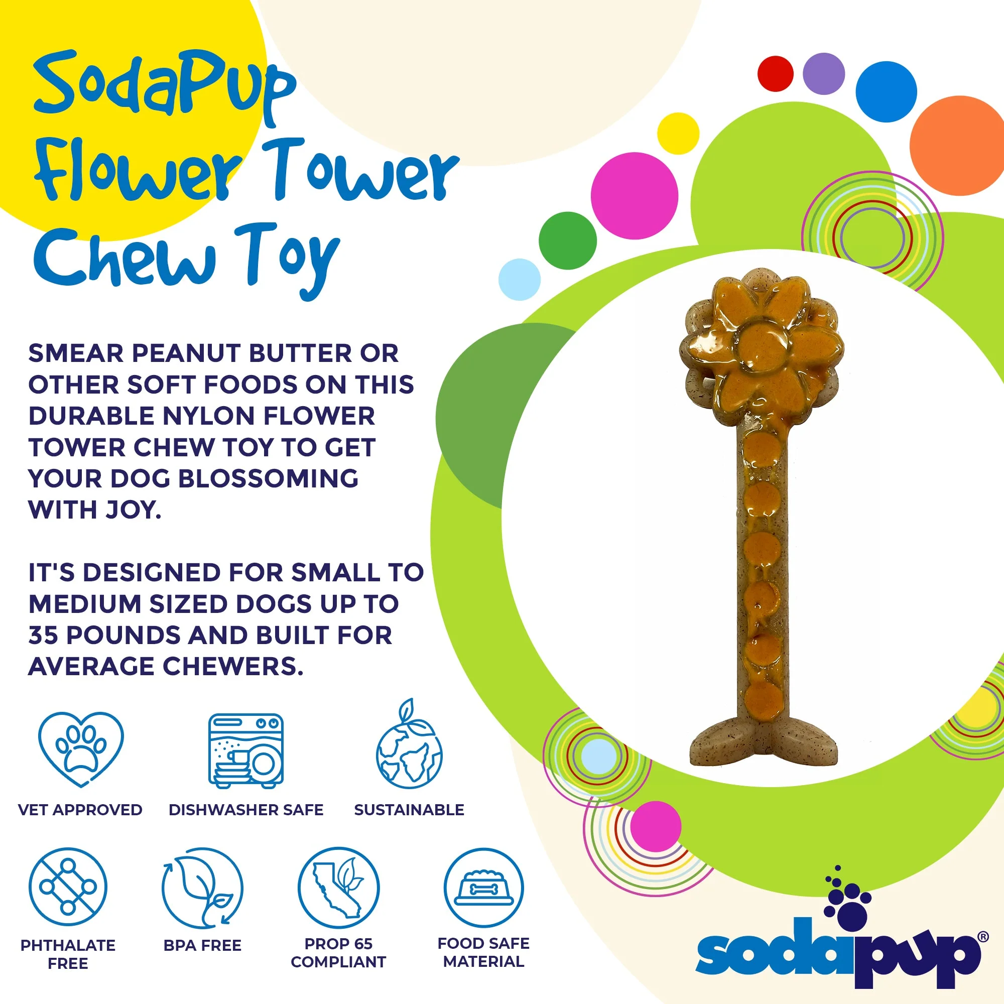 Flower Tower Nylon Chew Toy for Aggressive Chewers - USA Made Enrichment Toy - Image 2
