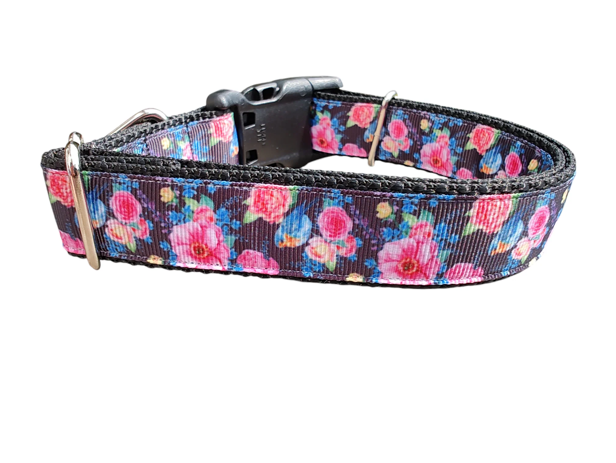 Flowers and Bluebirds Nylon Dog Collar - Image 2