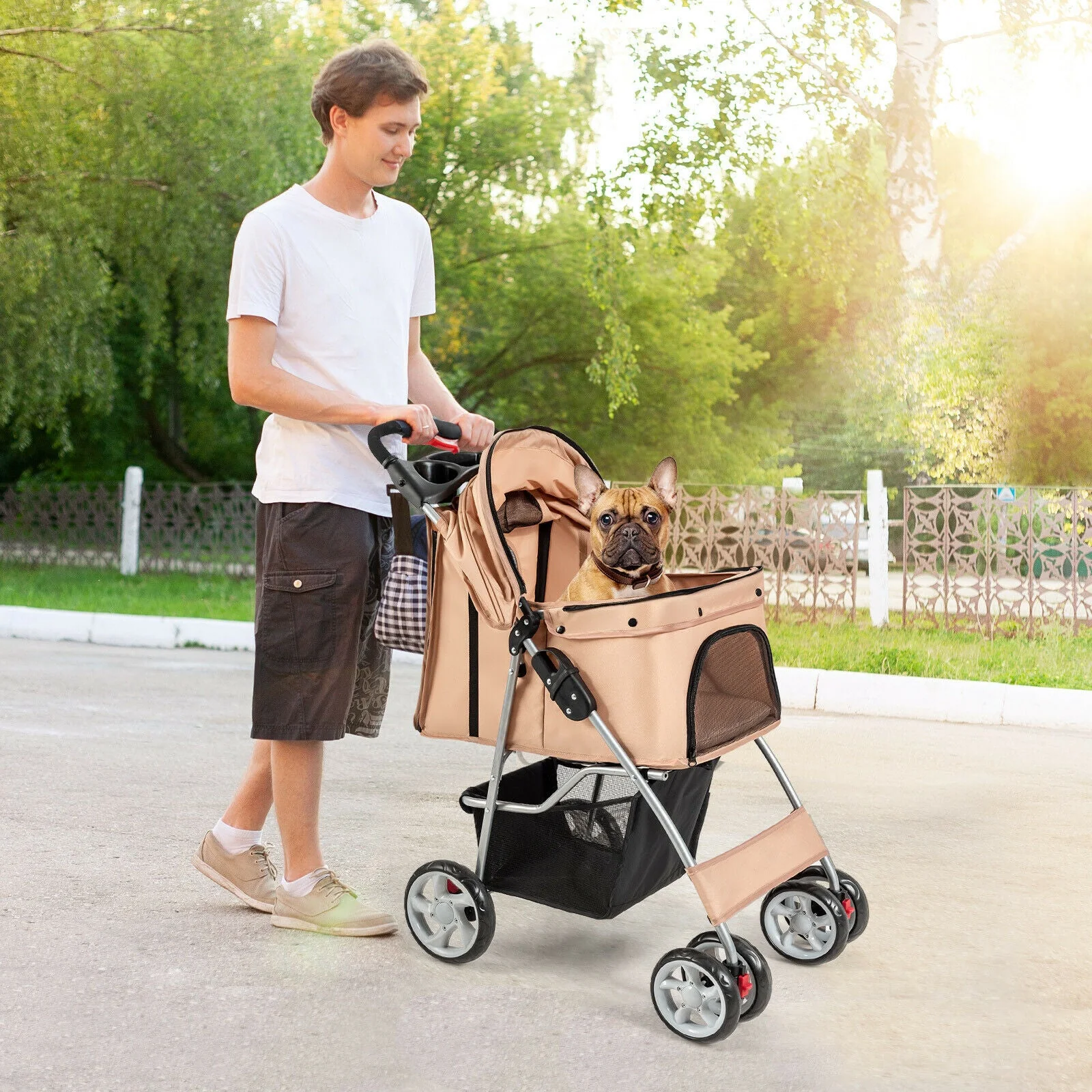 Foldable Pet Stroller 4-Wheel Travel Carrier - Image 2