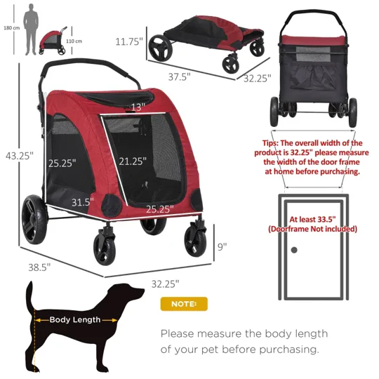 Foldable Pet Stroller with Storage Pocket - Image 15